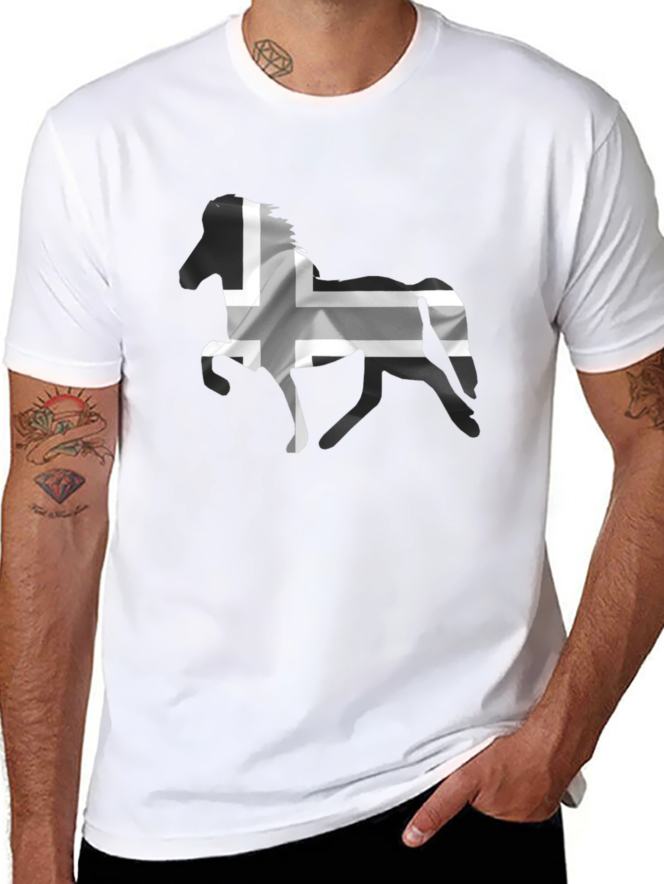 Icelandic Horse Flag T-Shirt - Black Cotton Tee