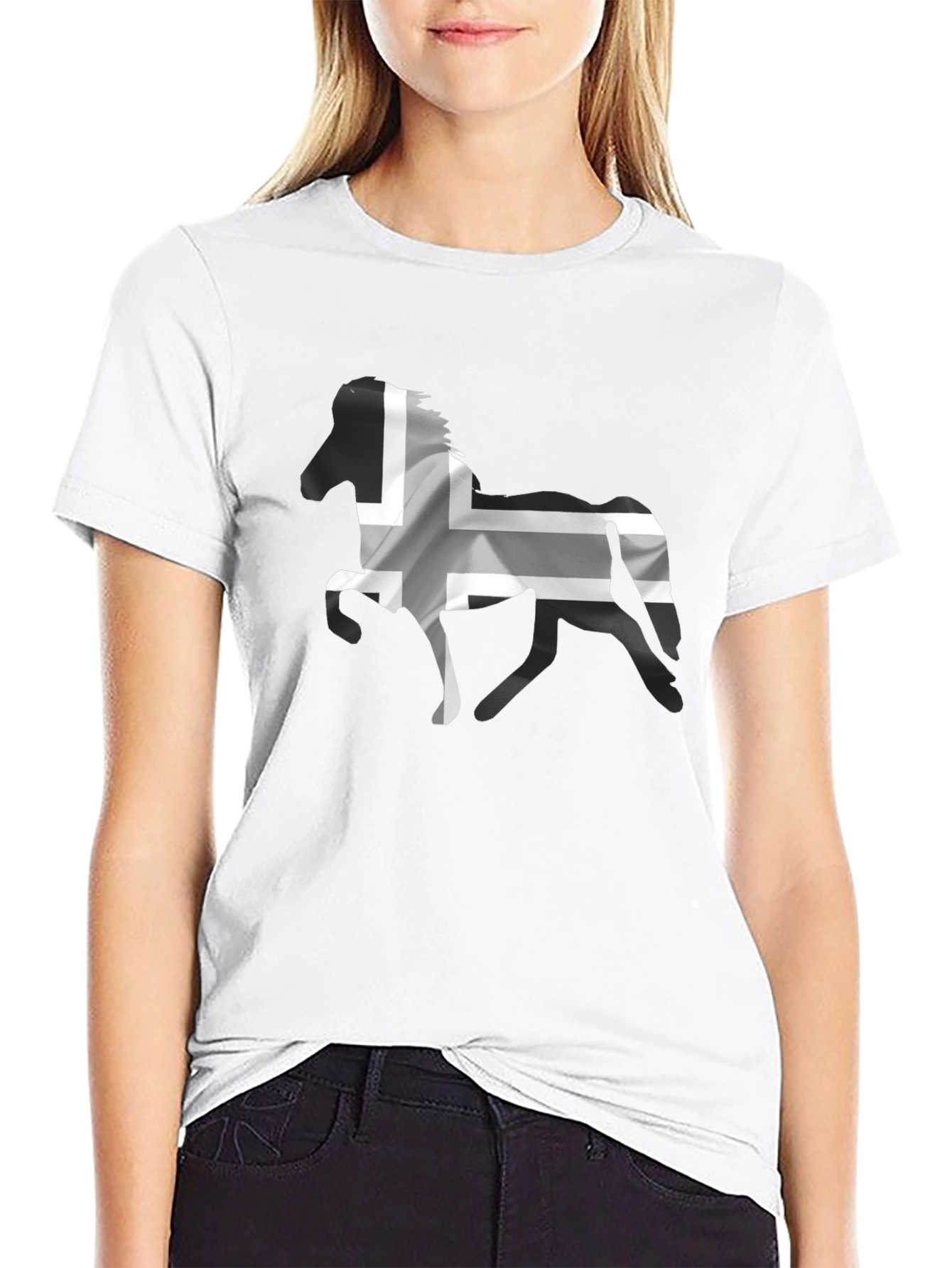 Icelandic Horse Flag T-Shirt - Black Cotton Tee