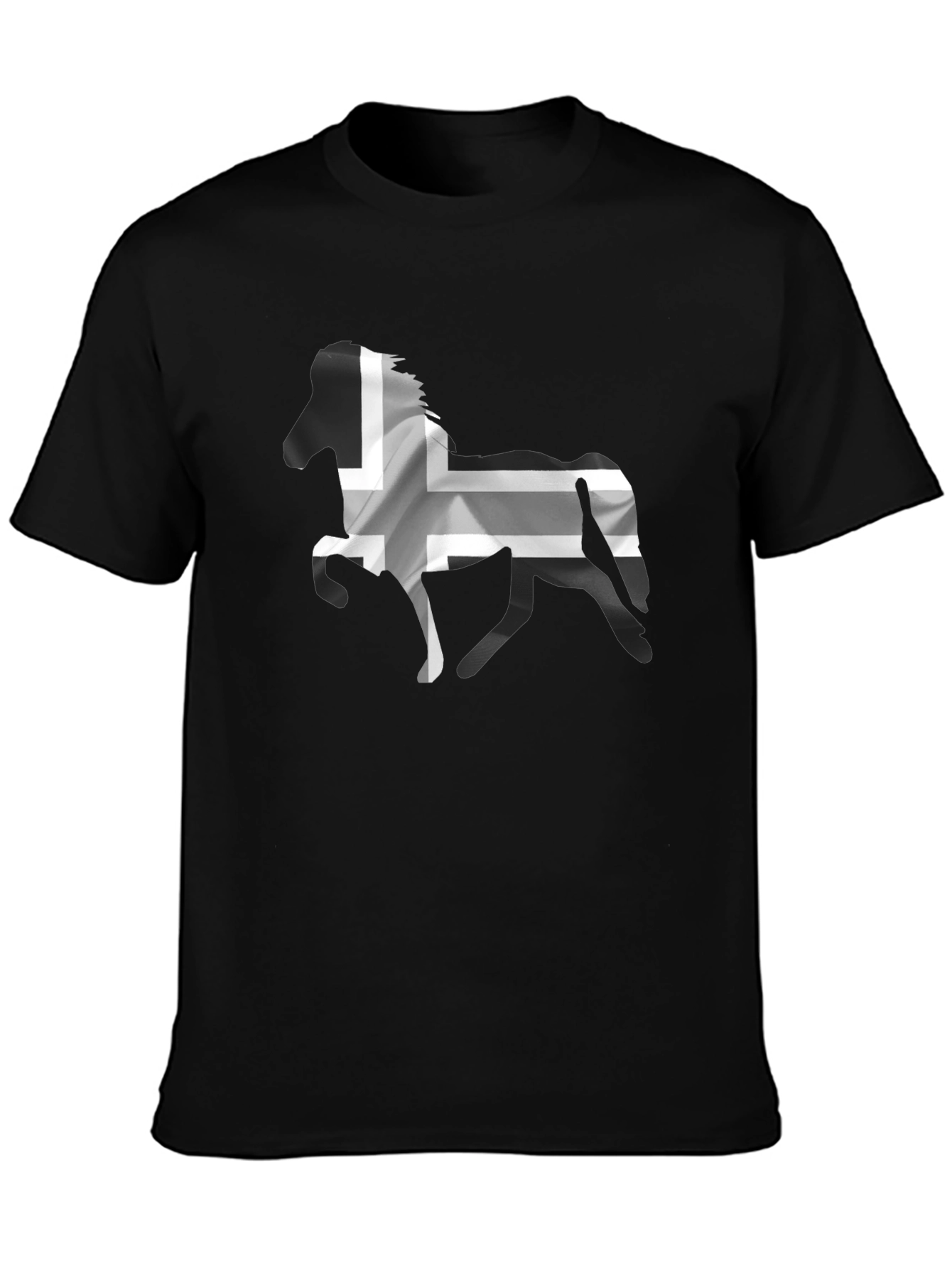 Icelandic Horse Flag T-Shirt - Black Cotton Tee