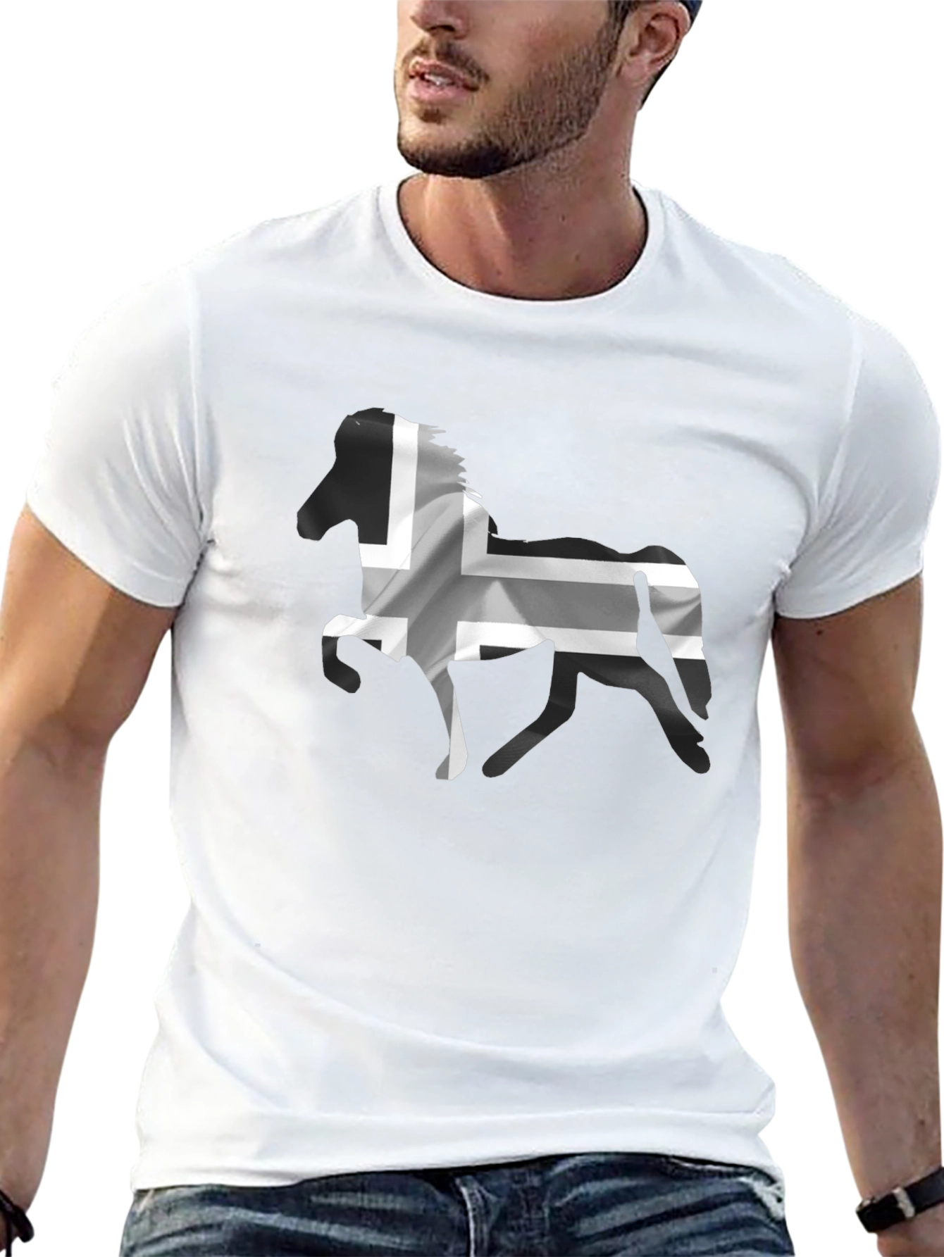 Icelandic Horse Flag T-Shirt - Black Cotton Tee