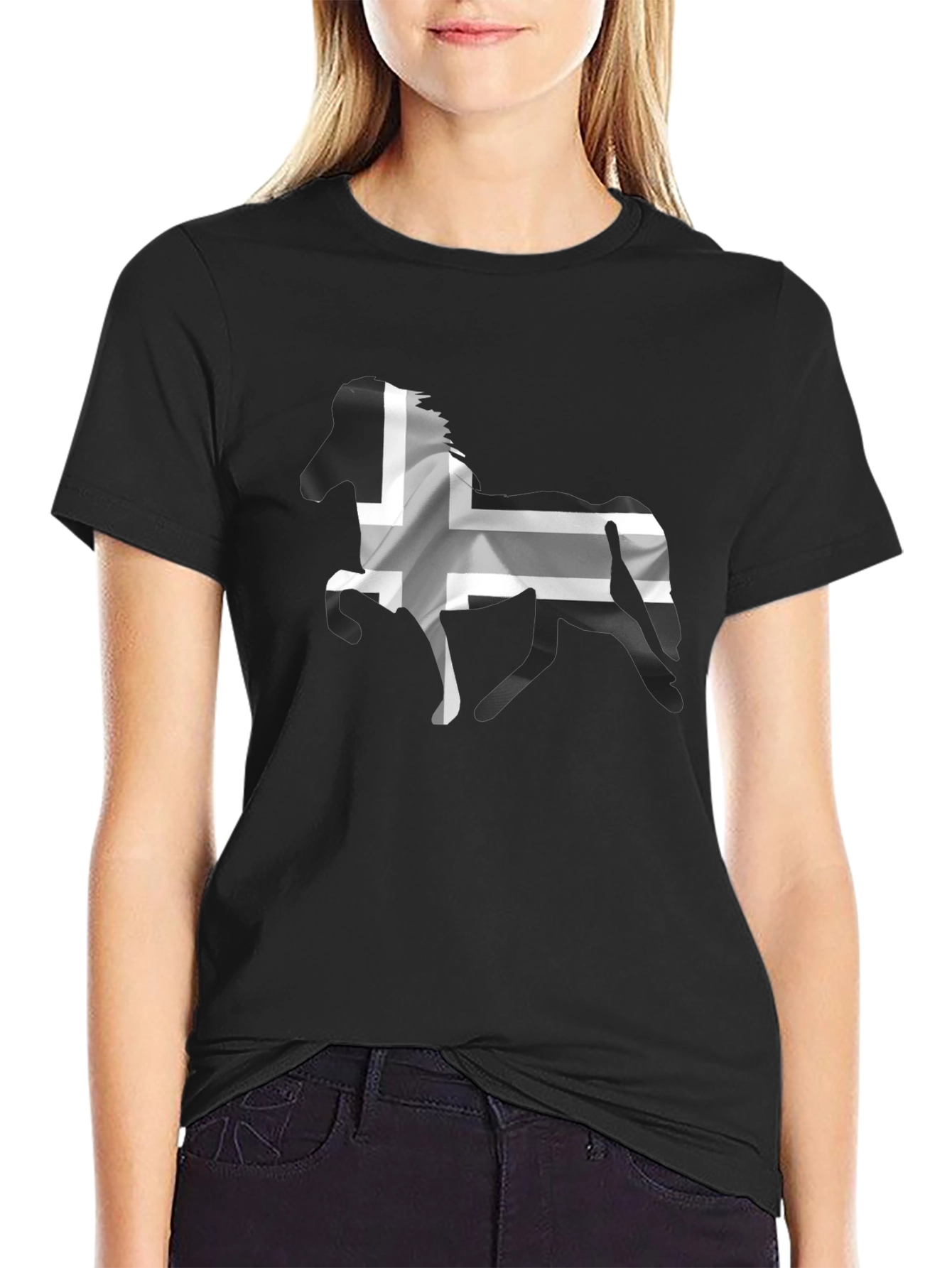 Icelandic Horse Flag T-Shirt - Black Cotton Tee