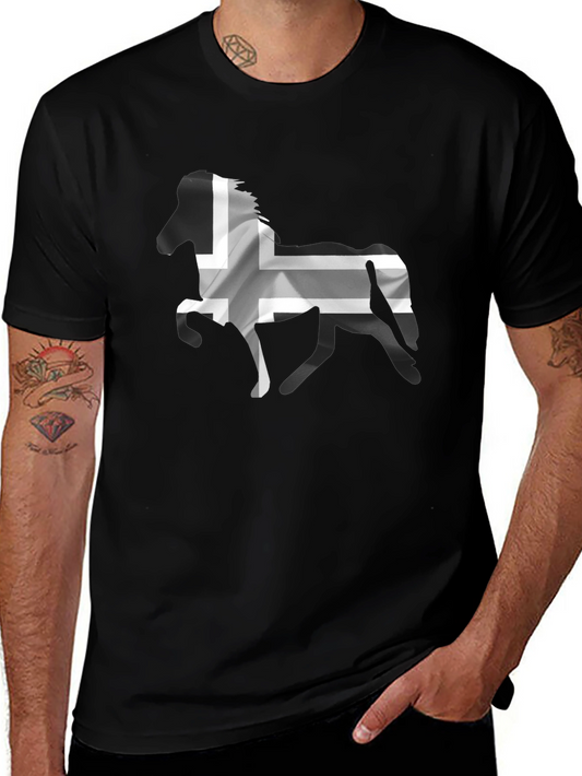 Icelandic Horse Flag T-Shirt - Black Cotton Tee