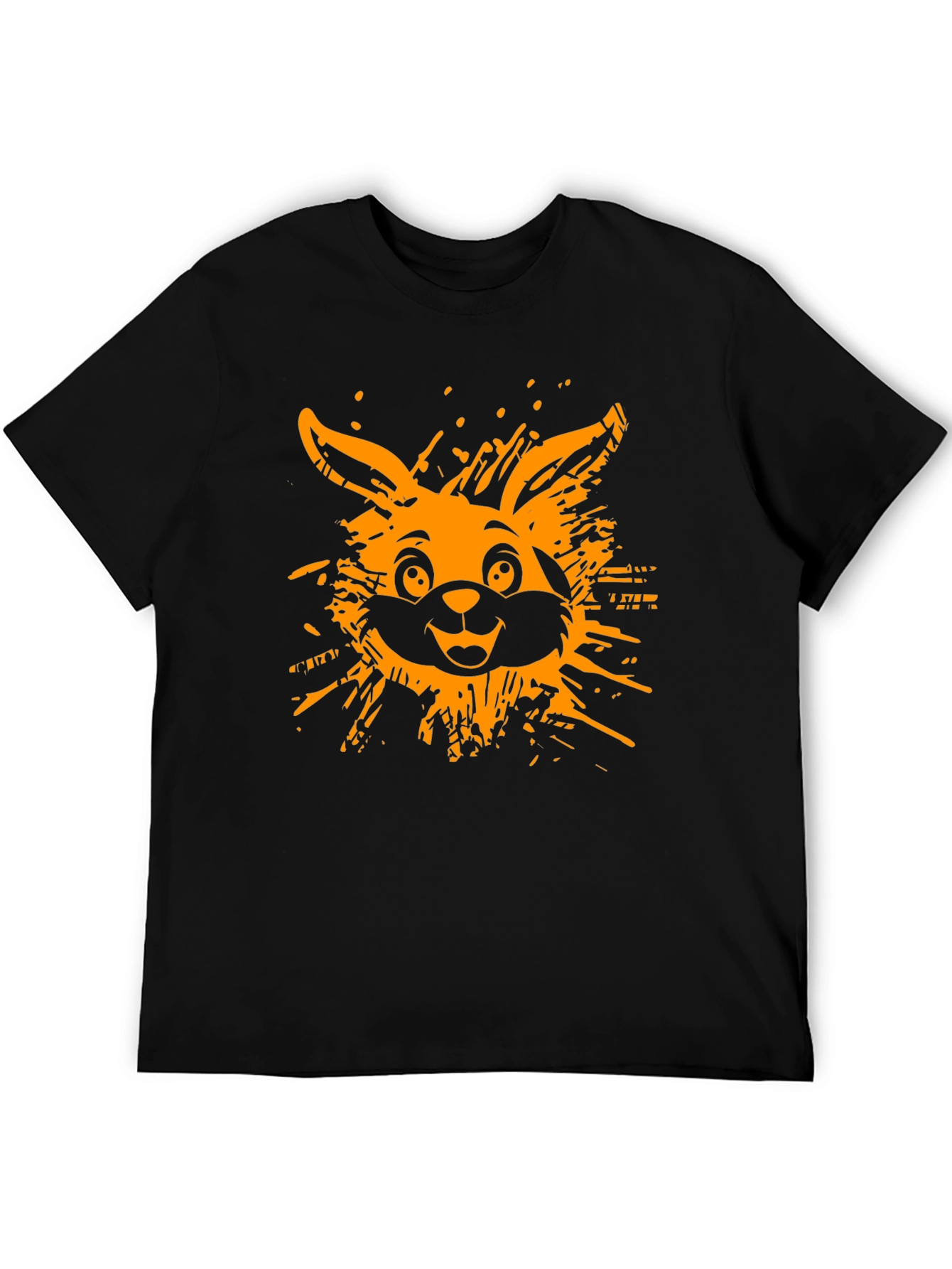 Funky Rabbit Graphic Tee - Black Cotton T-Shirt