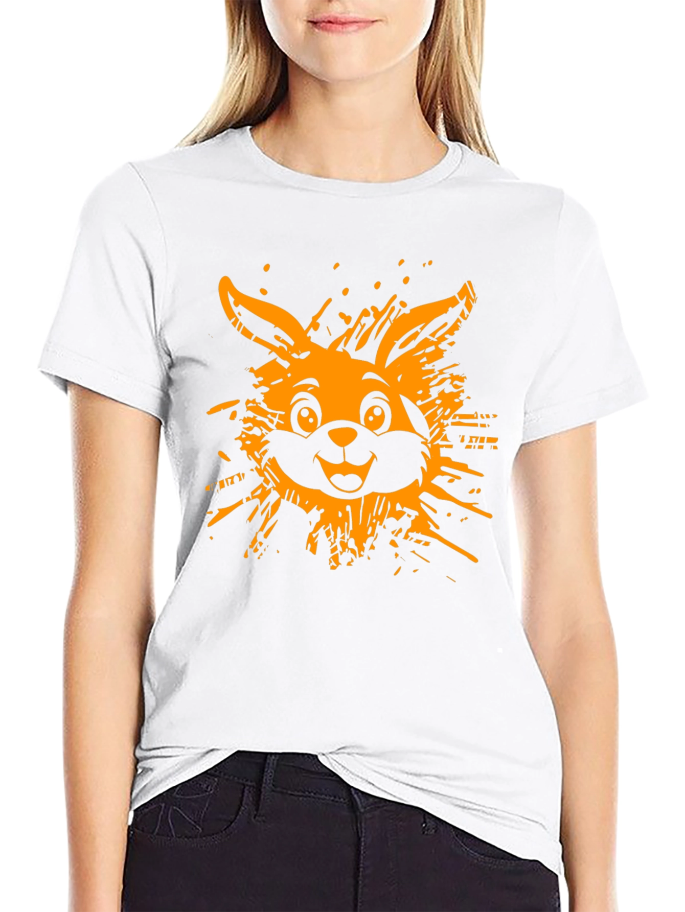 Funky Rabbit Graphic Tee - Black Cotton T-Shirt