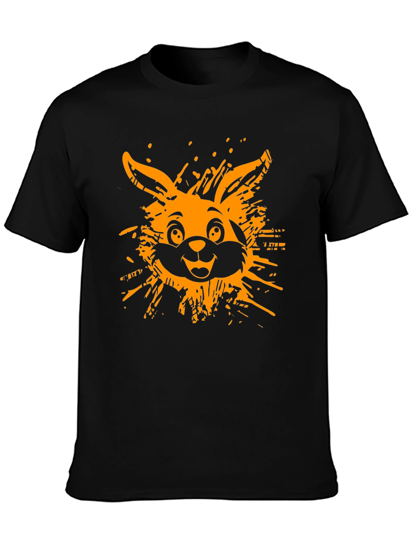 Funky Rabbit Graphic Tee - Black Cotton T-Shirt