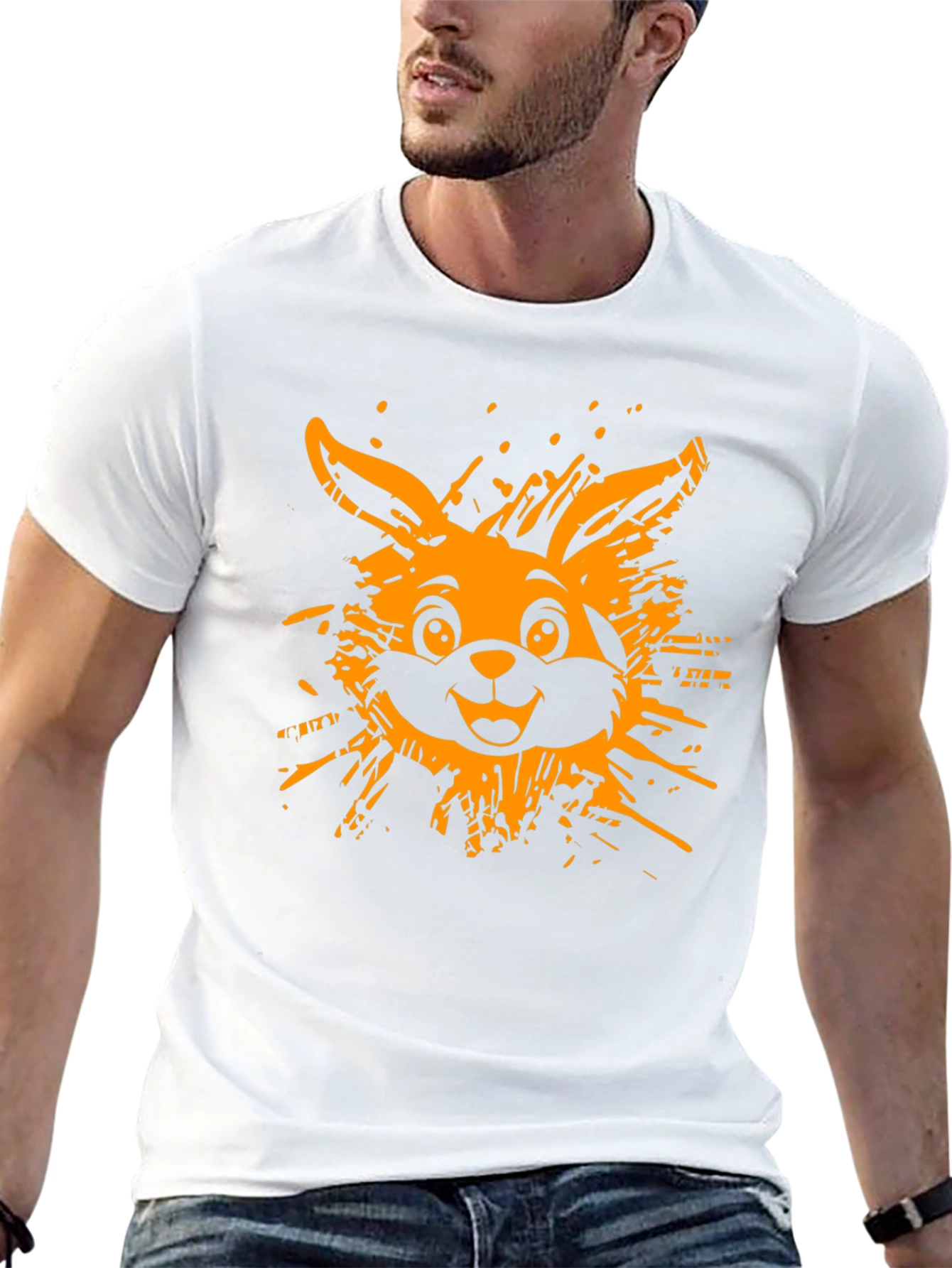 Funky Rabbit Graphic Tee - Black Cotton T-Shirt