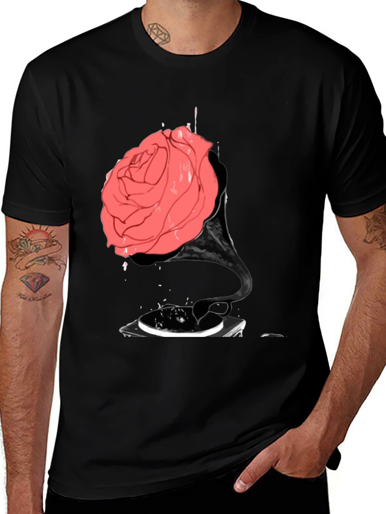 Rose Phonograph Black T-Shirt