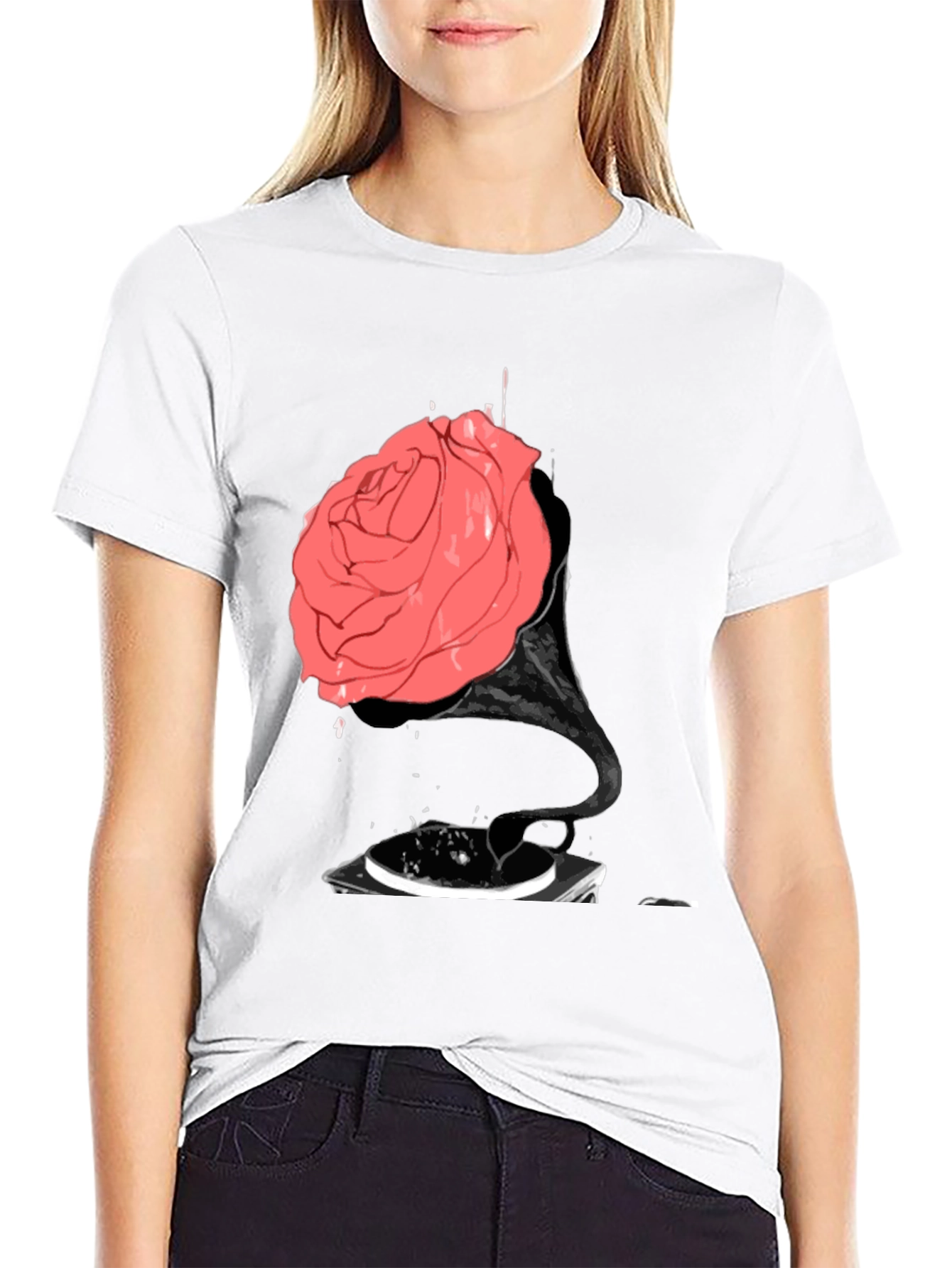 Rose Phonograph Black T-Shirt