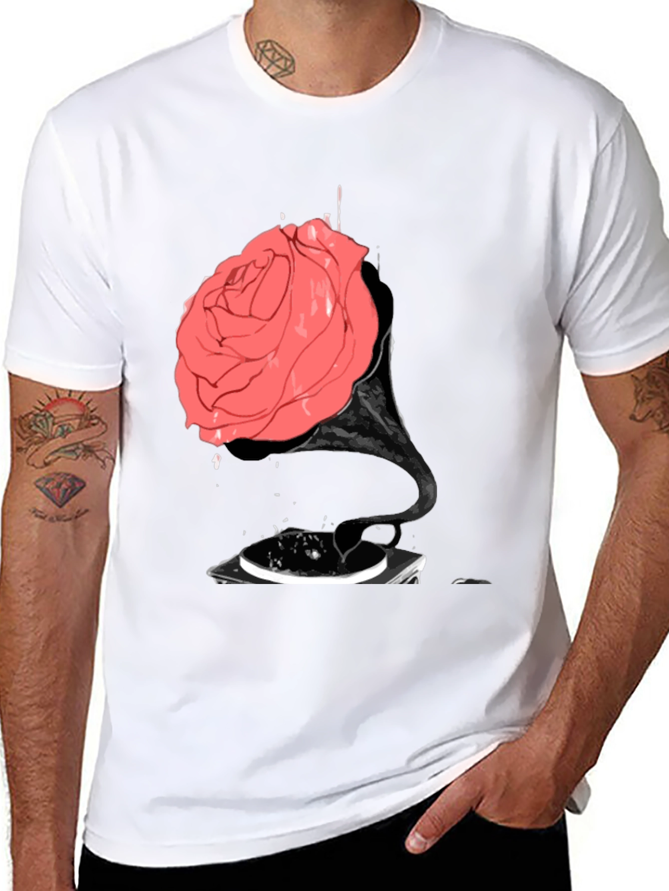 Rose Phonograph Black T-Shirt