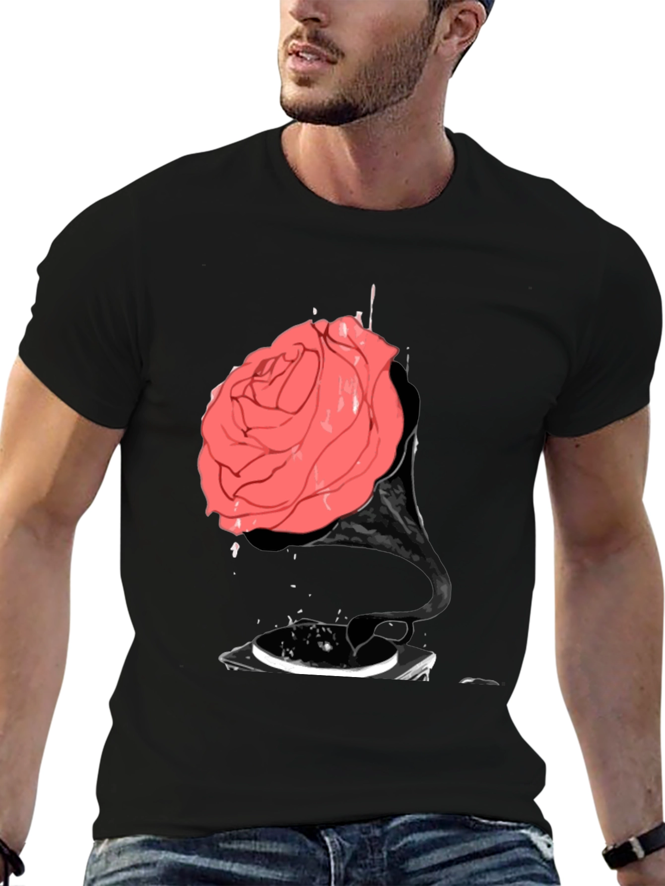 Rose Phonograph Black T-Shirt