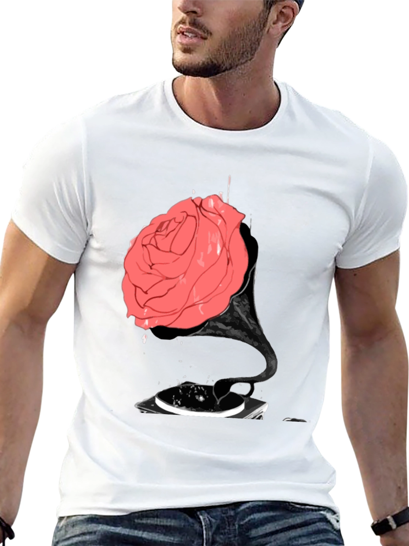 Rose Phonograph Black T-Shirt