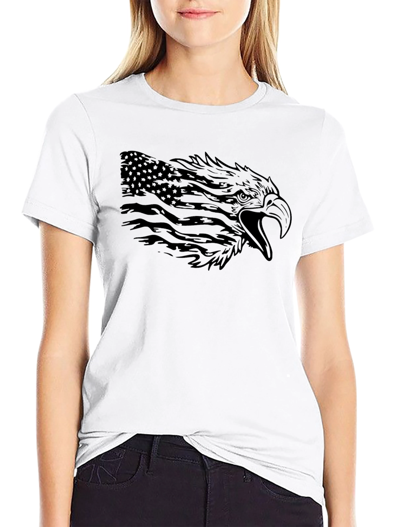 American Eagle Flag Graphic Black T-Shirt
