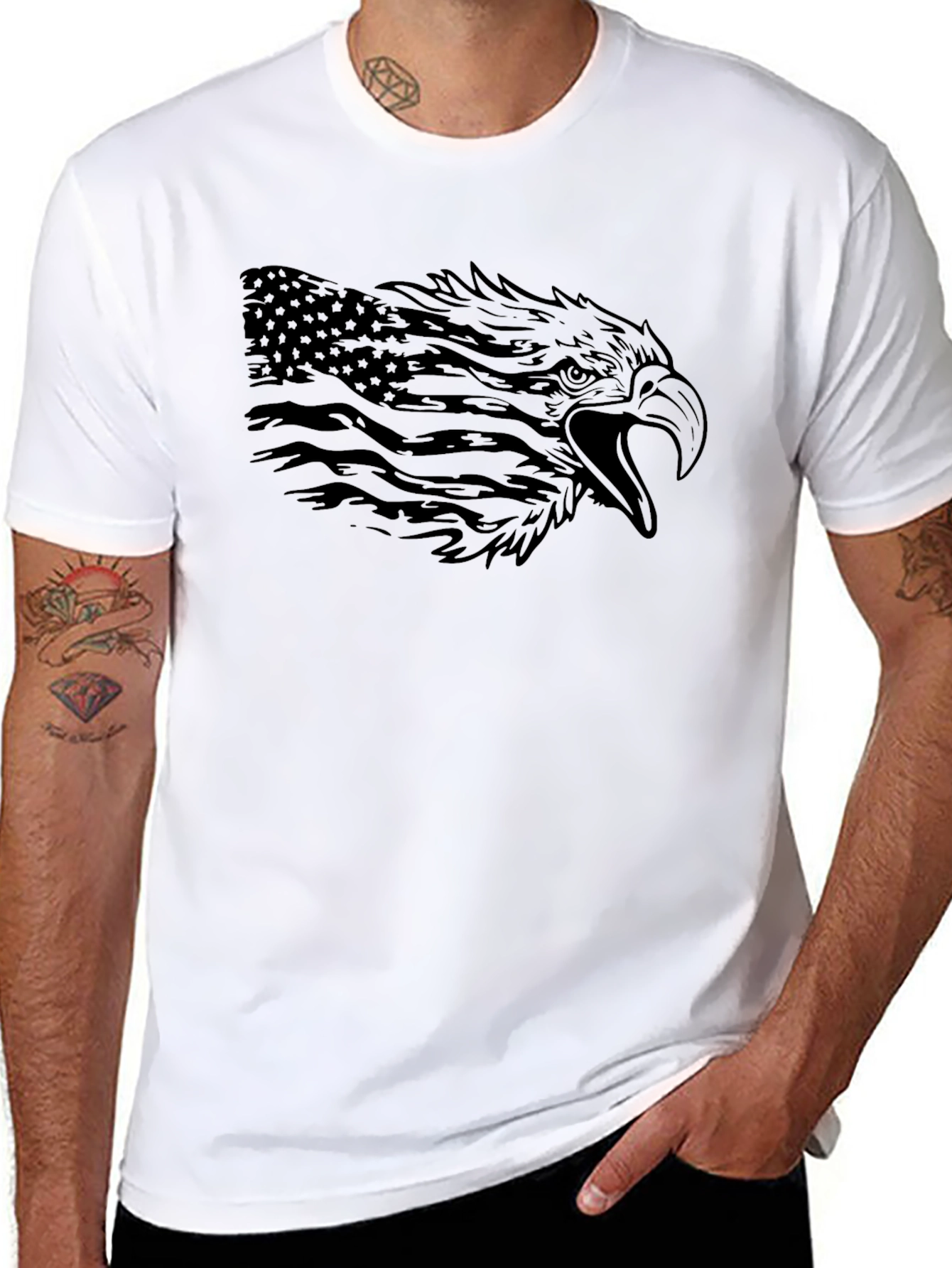 American Eagle Flag Graphic Black T-Shirt