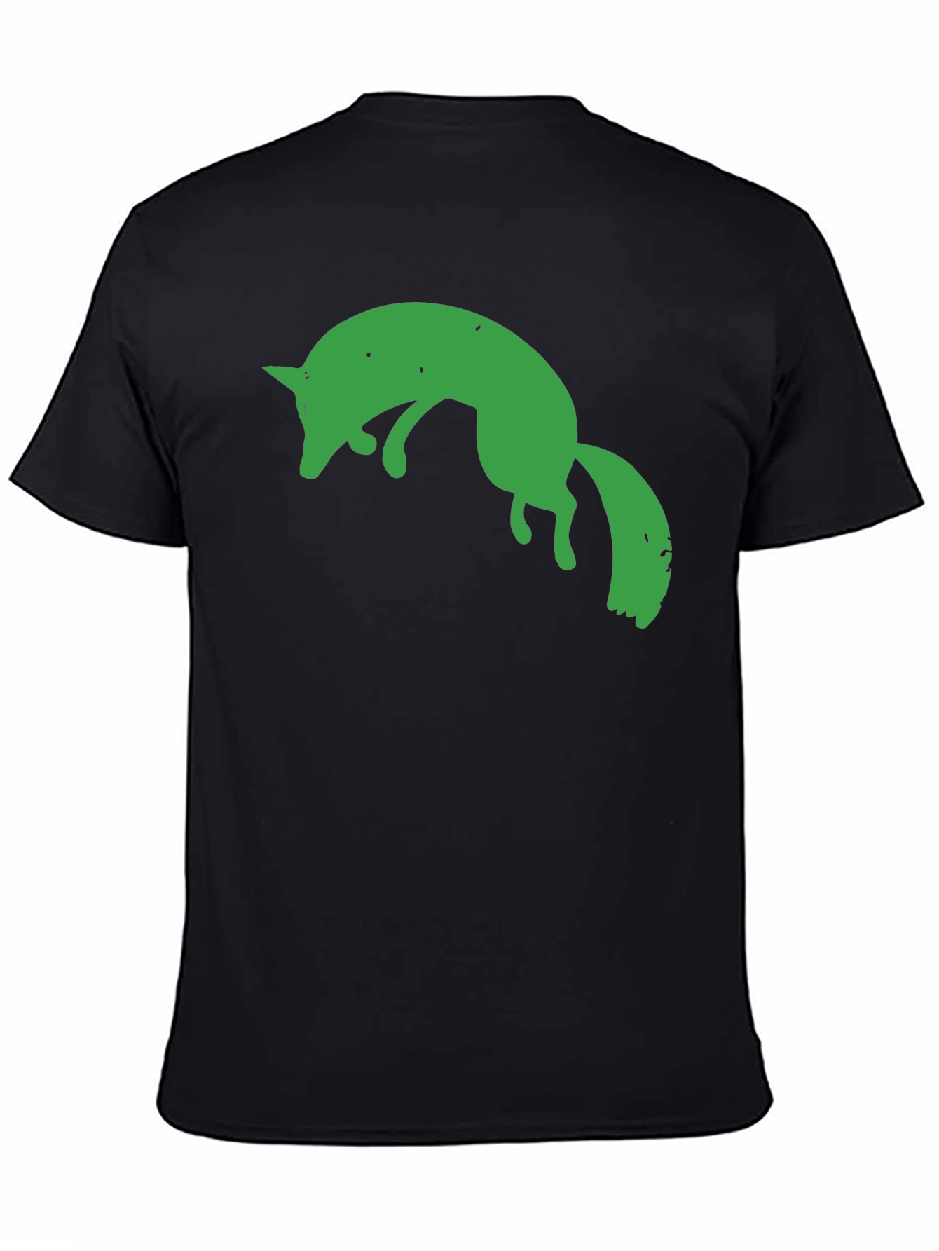 Green Fox Graphic Black T-Shirt