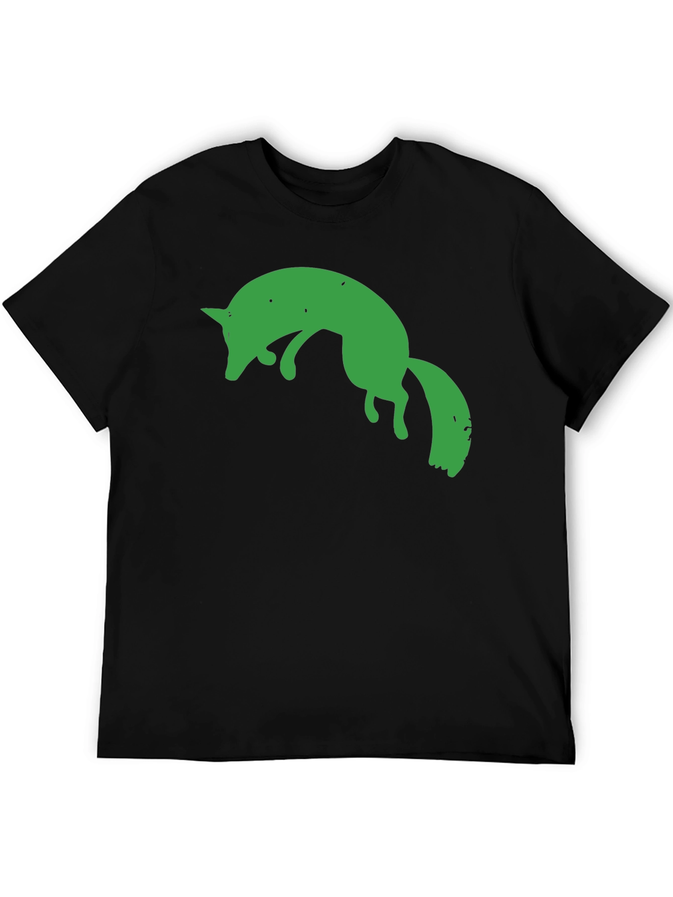 Green Fox Graphic Black T-Shirt