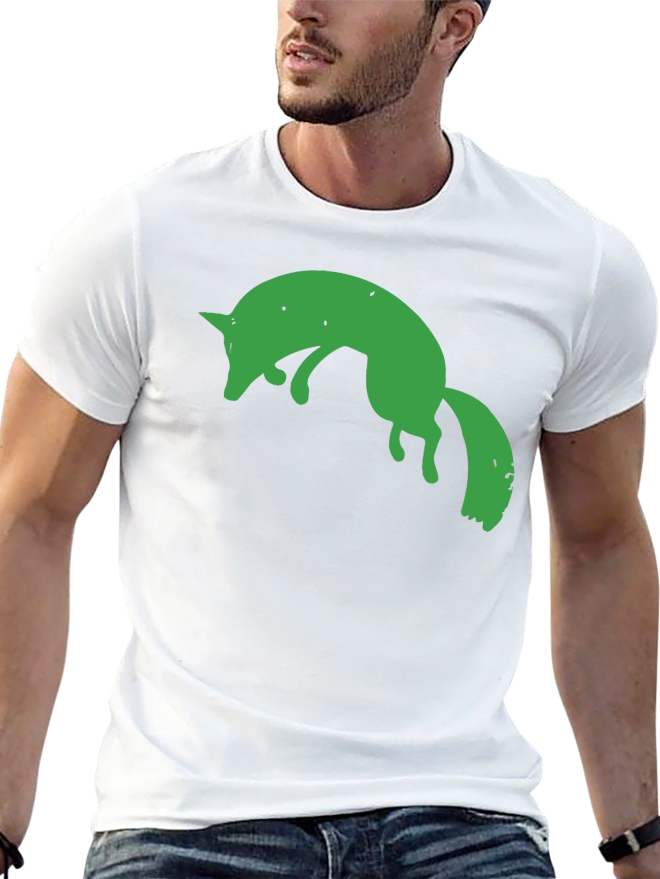 Green Fox Graphic Black T-Shirt