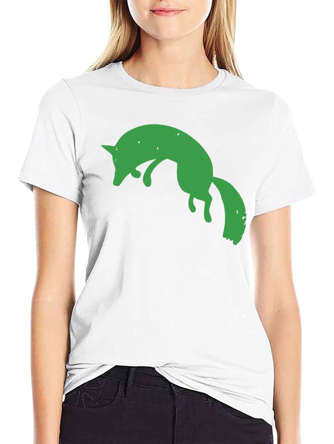 Green Fox Graphic Black T-Shirt