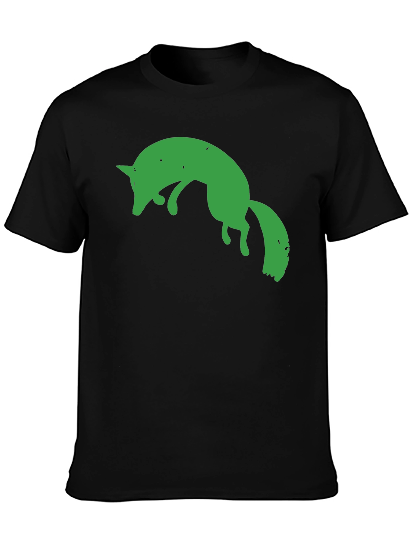 Green Fox Graphic Black T-Shirt