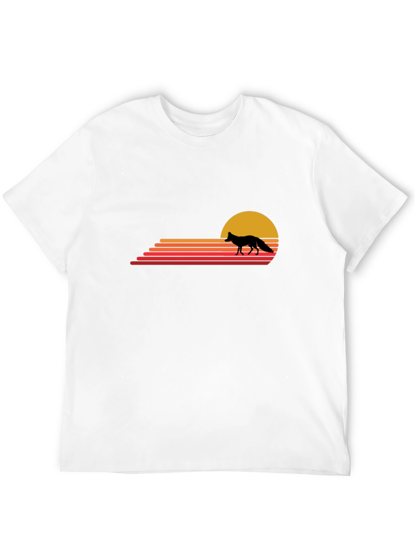 Retro Fox Sunset T-Shirt - Black