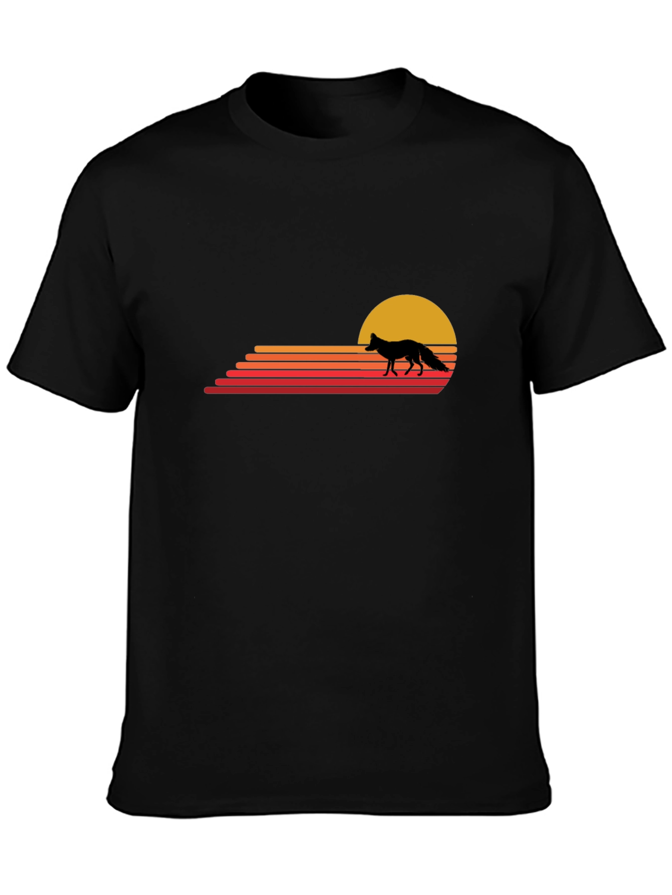 Retro Fox Sunset T-Shirt - Black