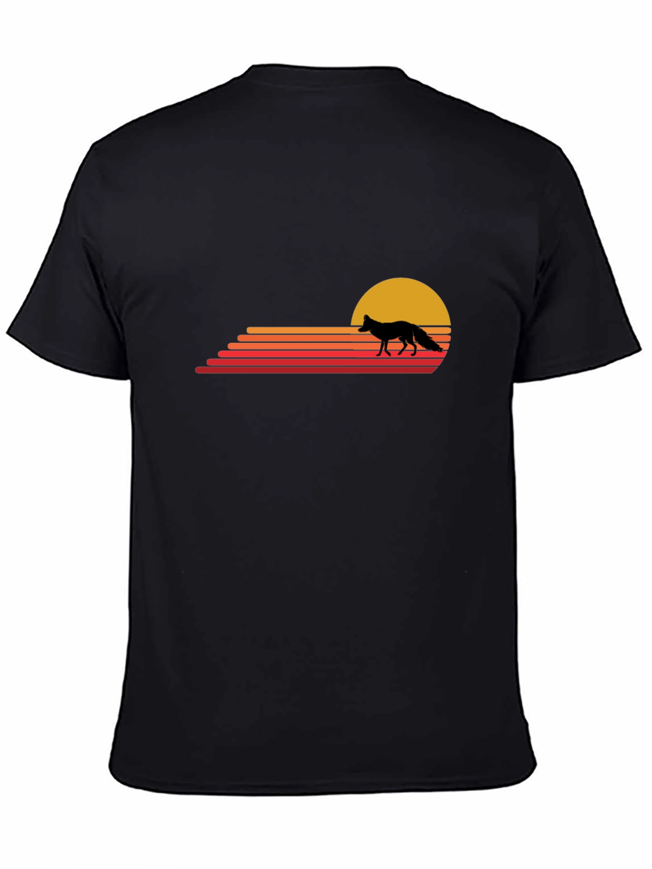 Retro Fox Sunset T-Shirt - Black