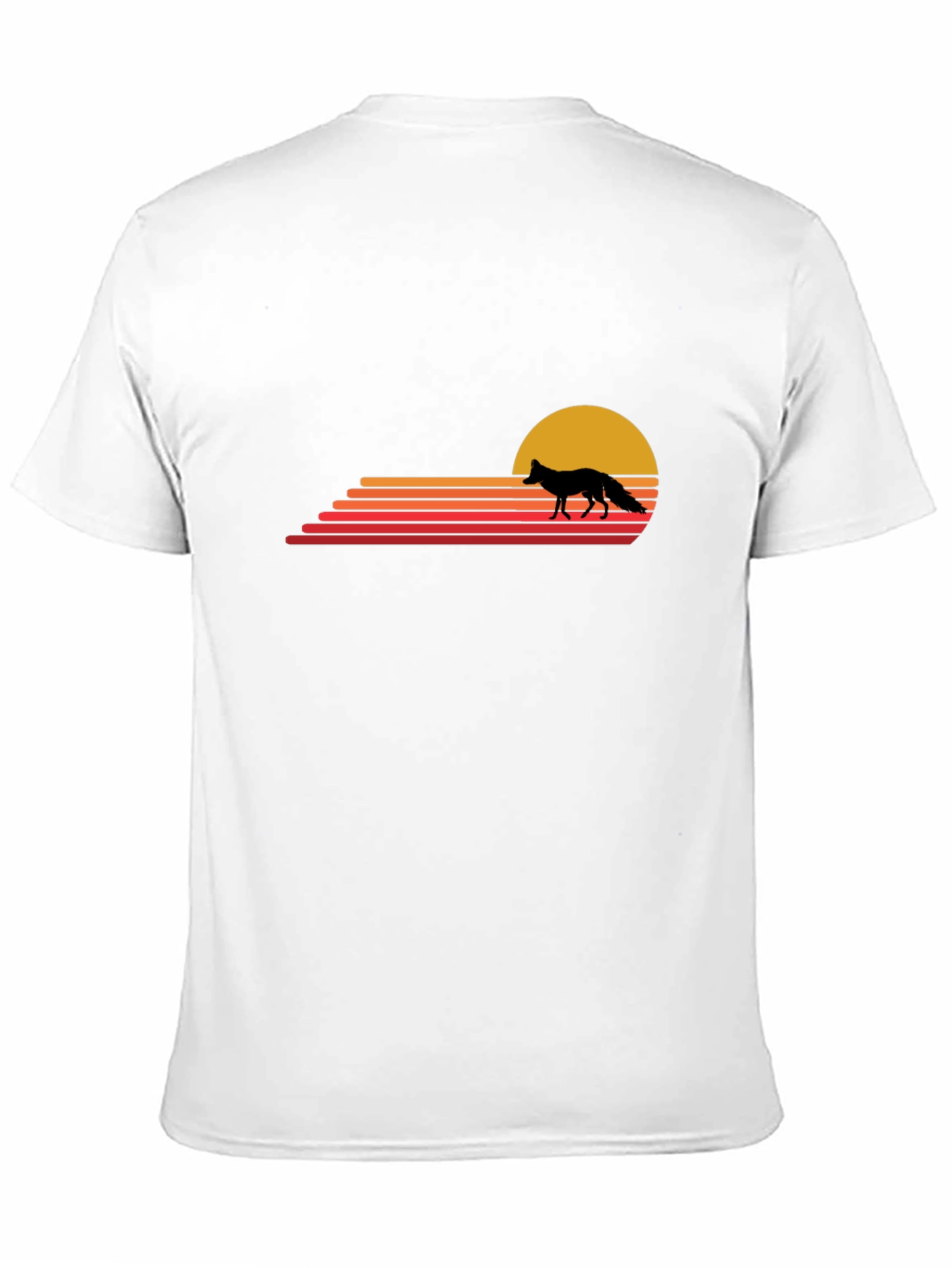 Retro Fox Sunset T-Shirt - Black