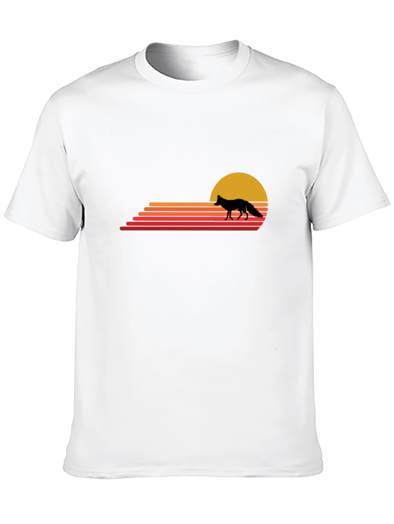 Retro Fox Sunset T-Shirt - Black