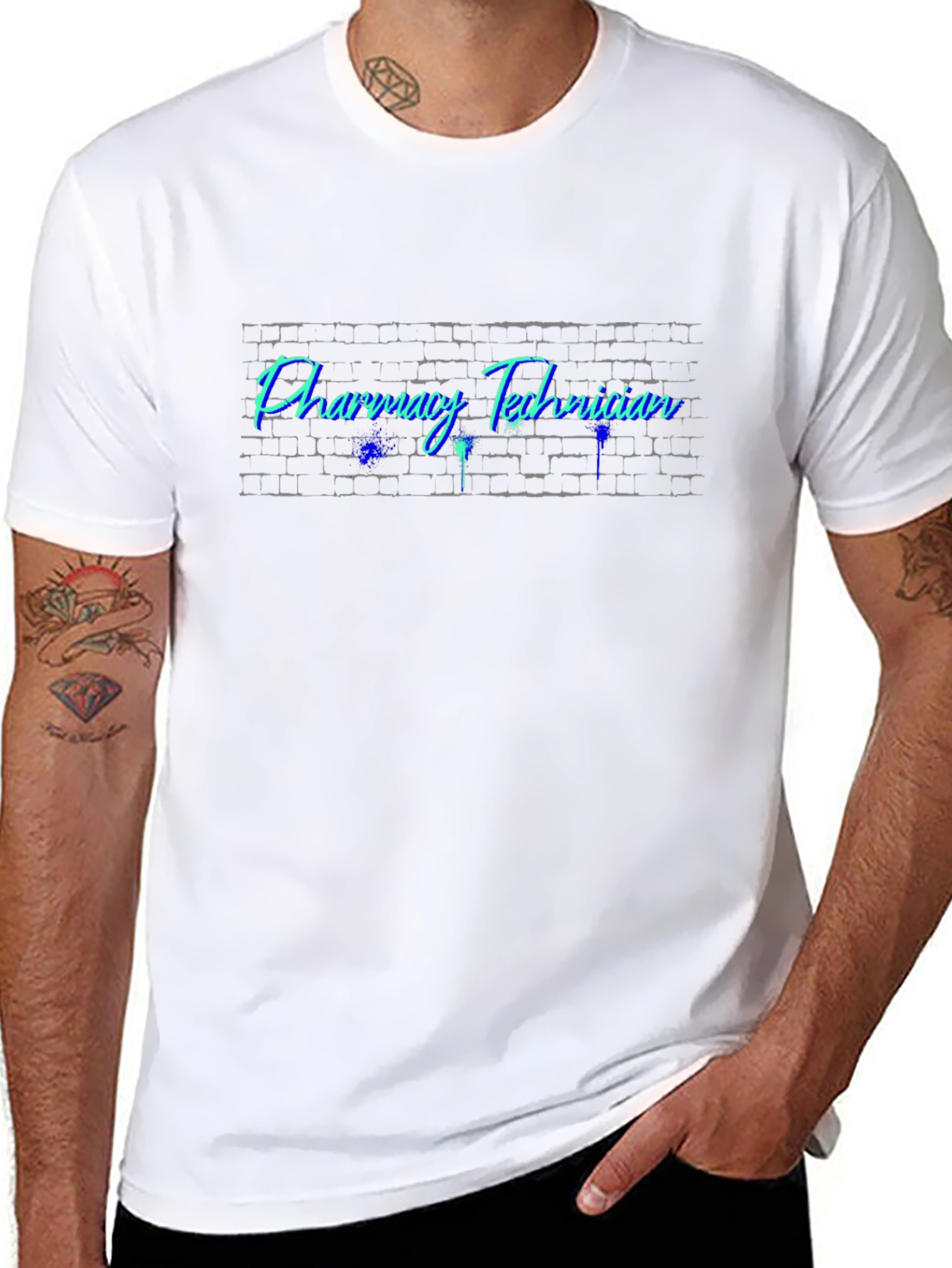 Pharmacy Technician T-Shirt - Brick Wall Design