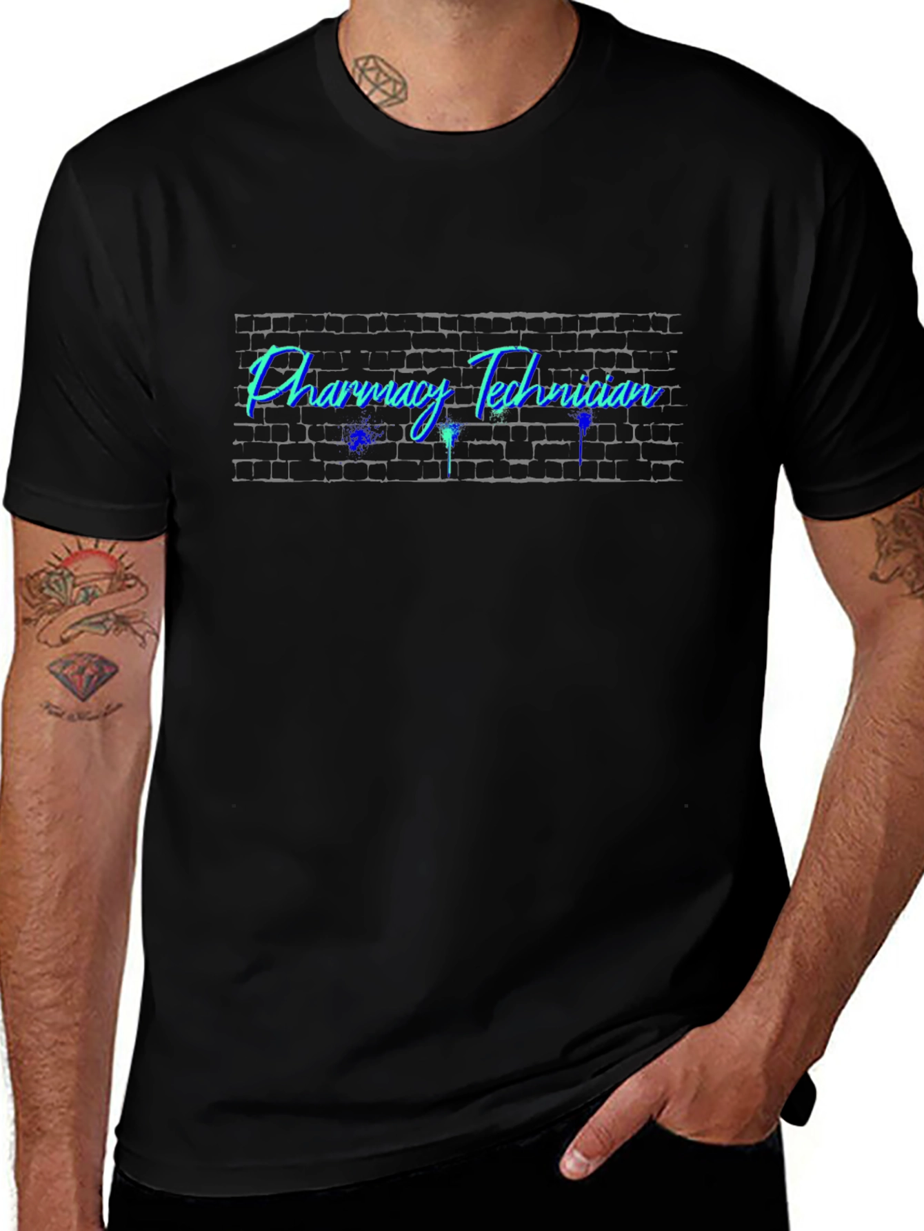 Pharmacy Technician T-Shirt - Brick Wall Design