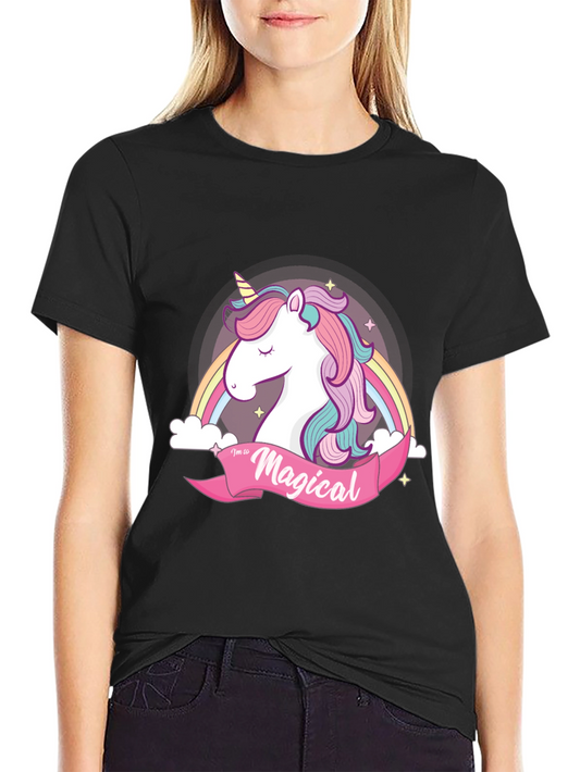 Magical Unicorn Graphic Tee - Black Cotton T-Shirt