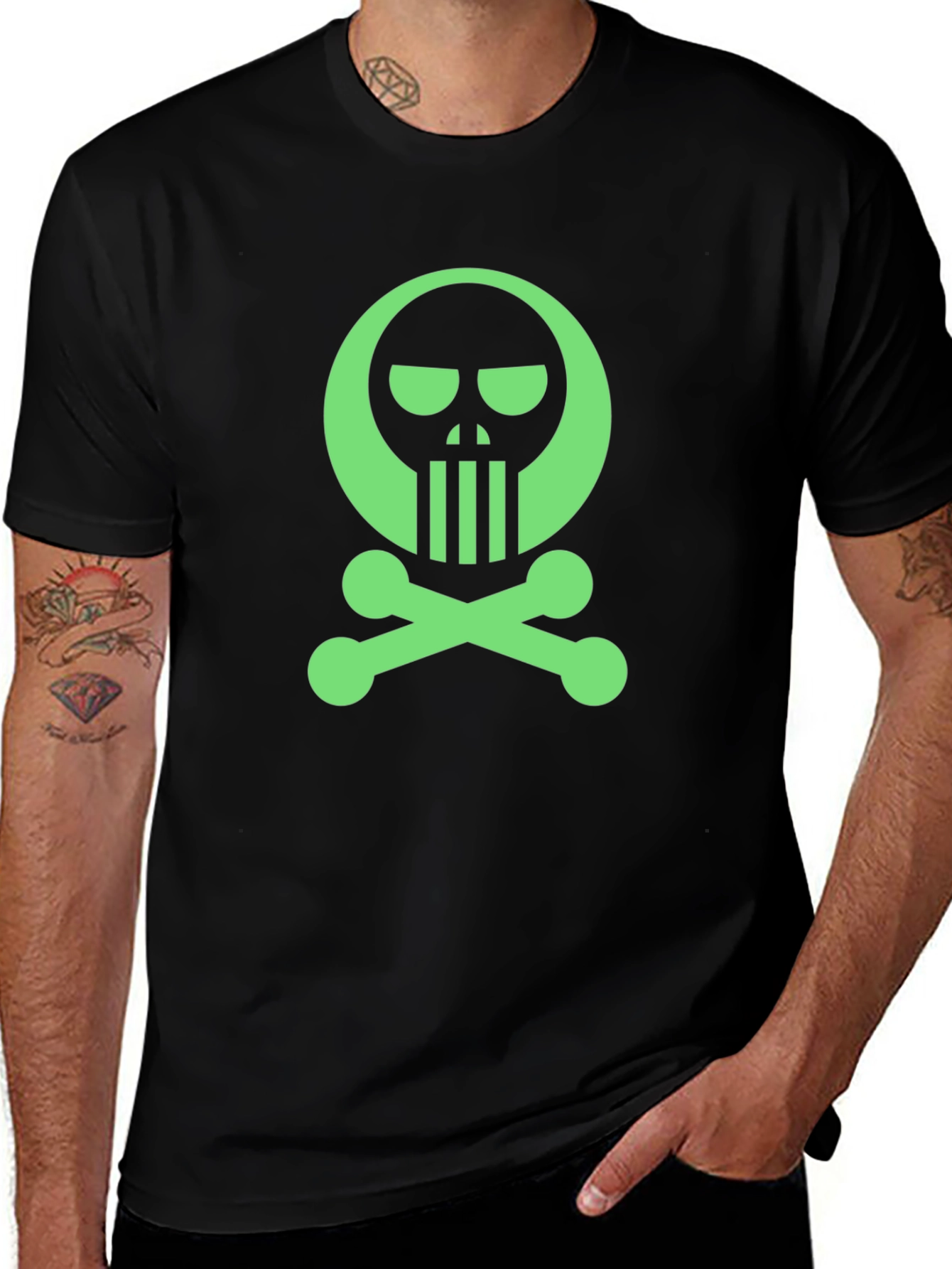 Skull & Crossbones Graphic Tee - Mens Black T-Shirt