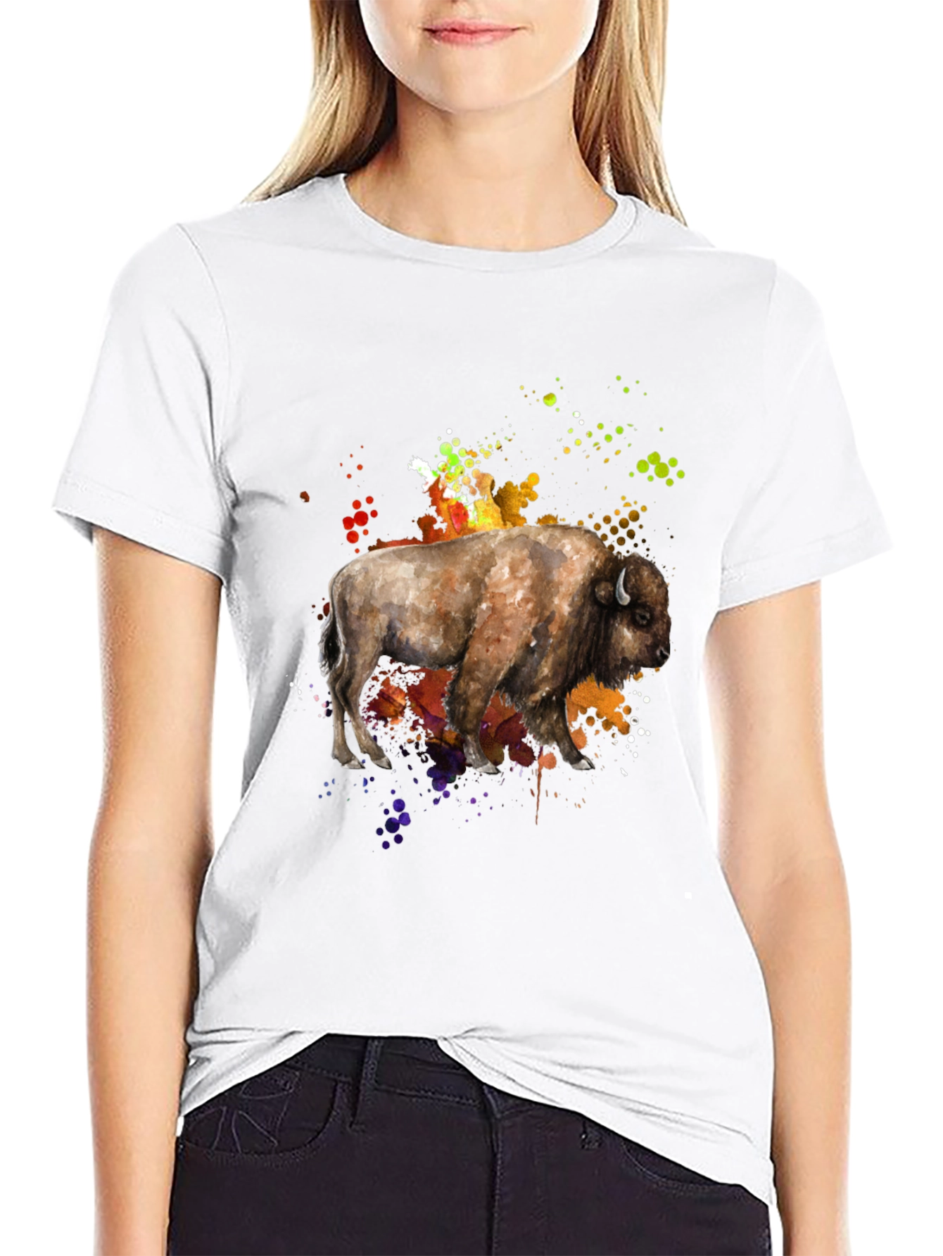 Watercolor Buffalo Graphic Tee
