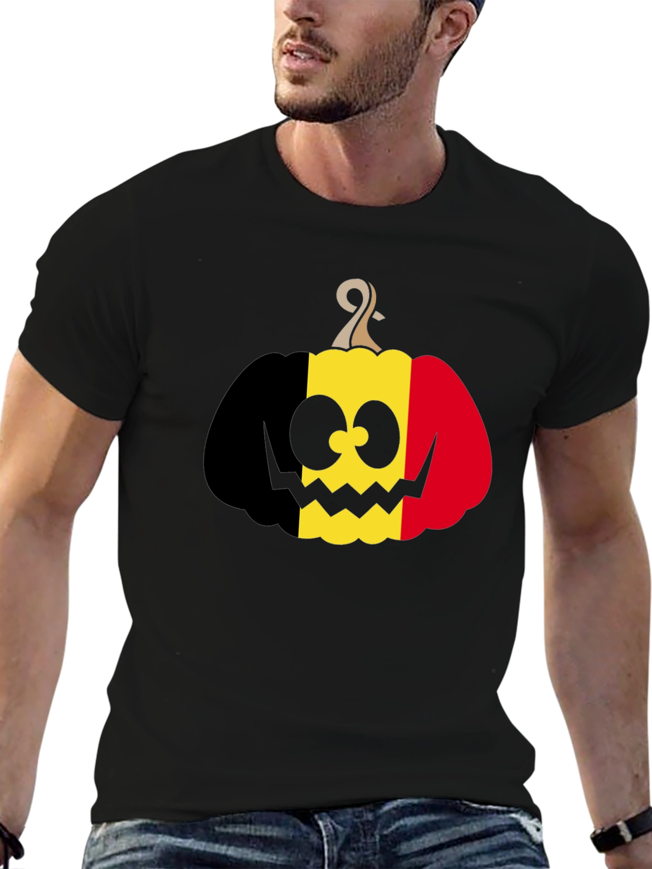 Belgian Flag Pumpkin T-Shirt Halloween Costume Tee