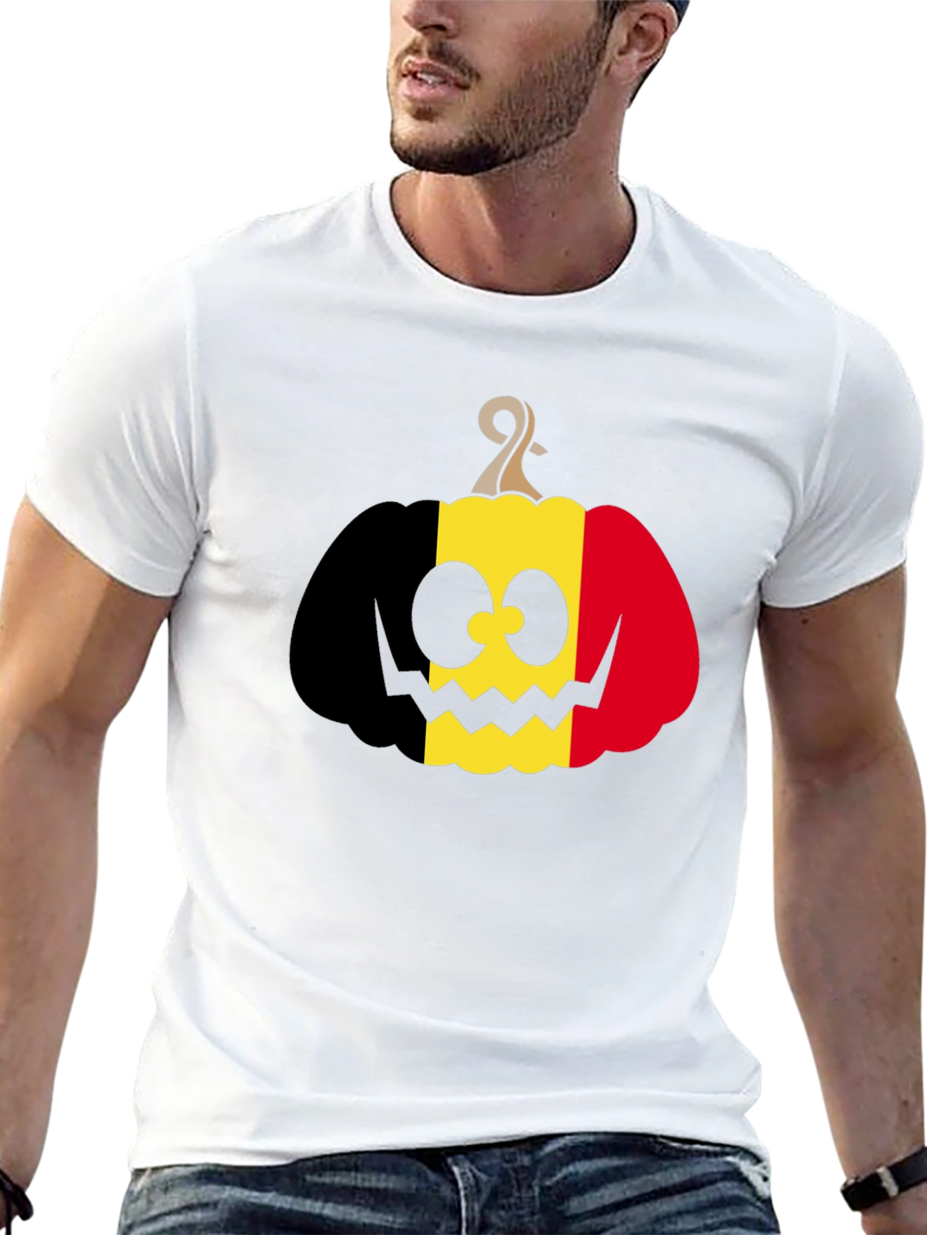 Belgian Flag Pumpkin T-Shirt Halloween Costume Tee