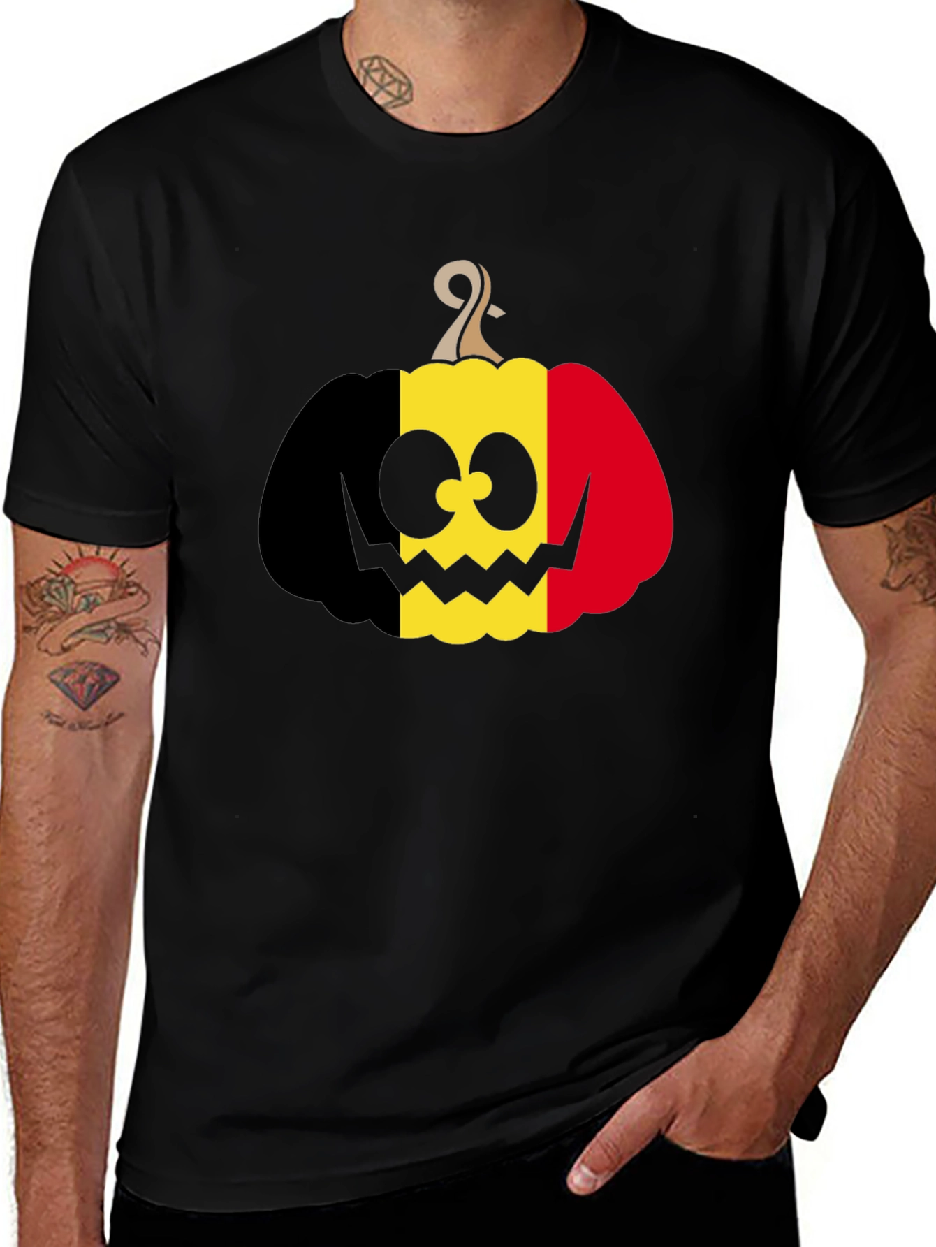 Belgian Flag Pumpkin T-Shirt Halloween Costume Tee