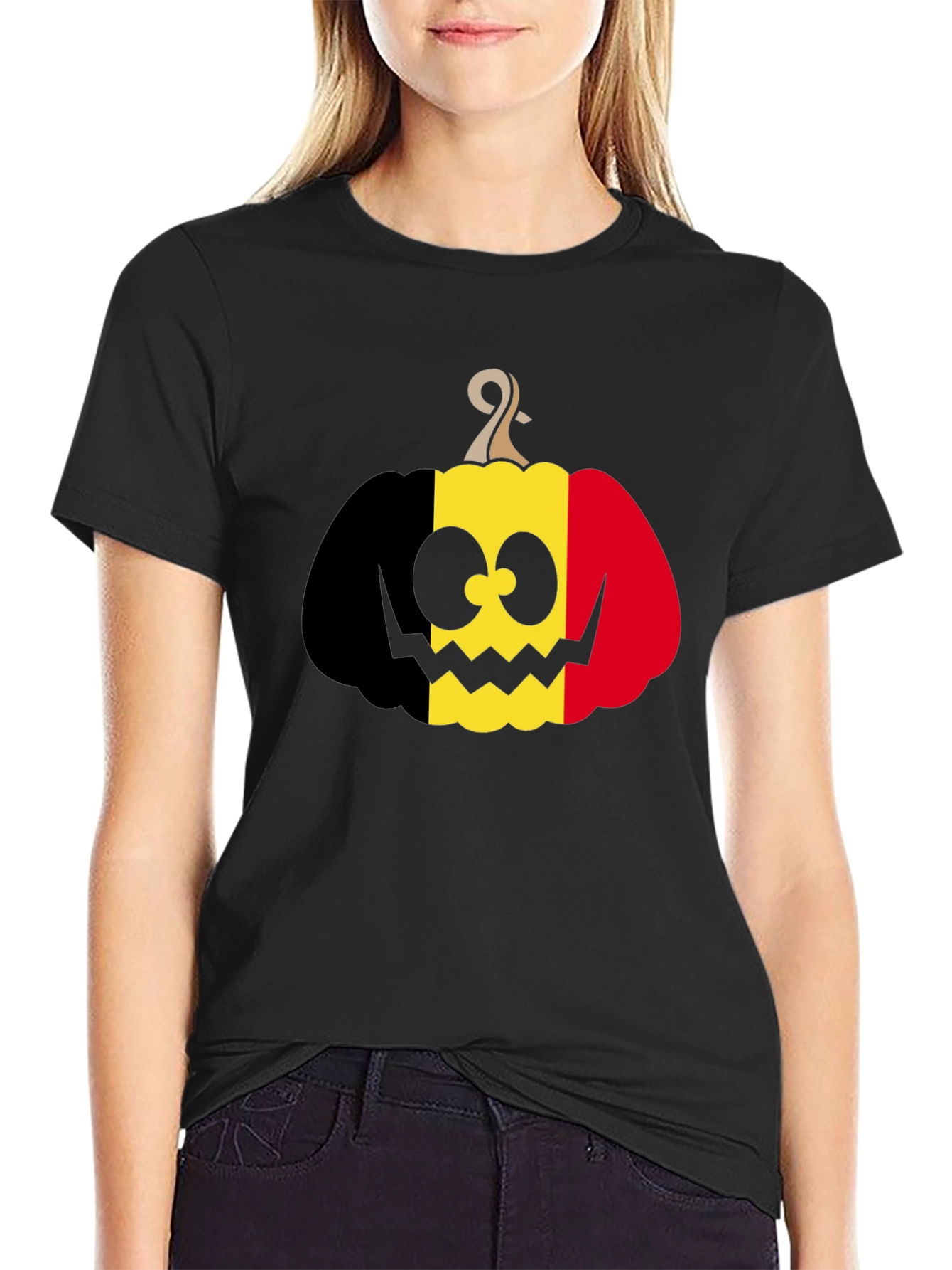 Belgian Flag Pumpkin T-Shirt Halloween Costume Tee