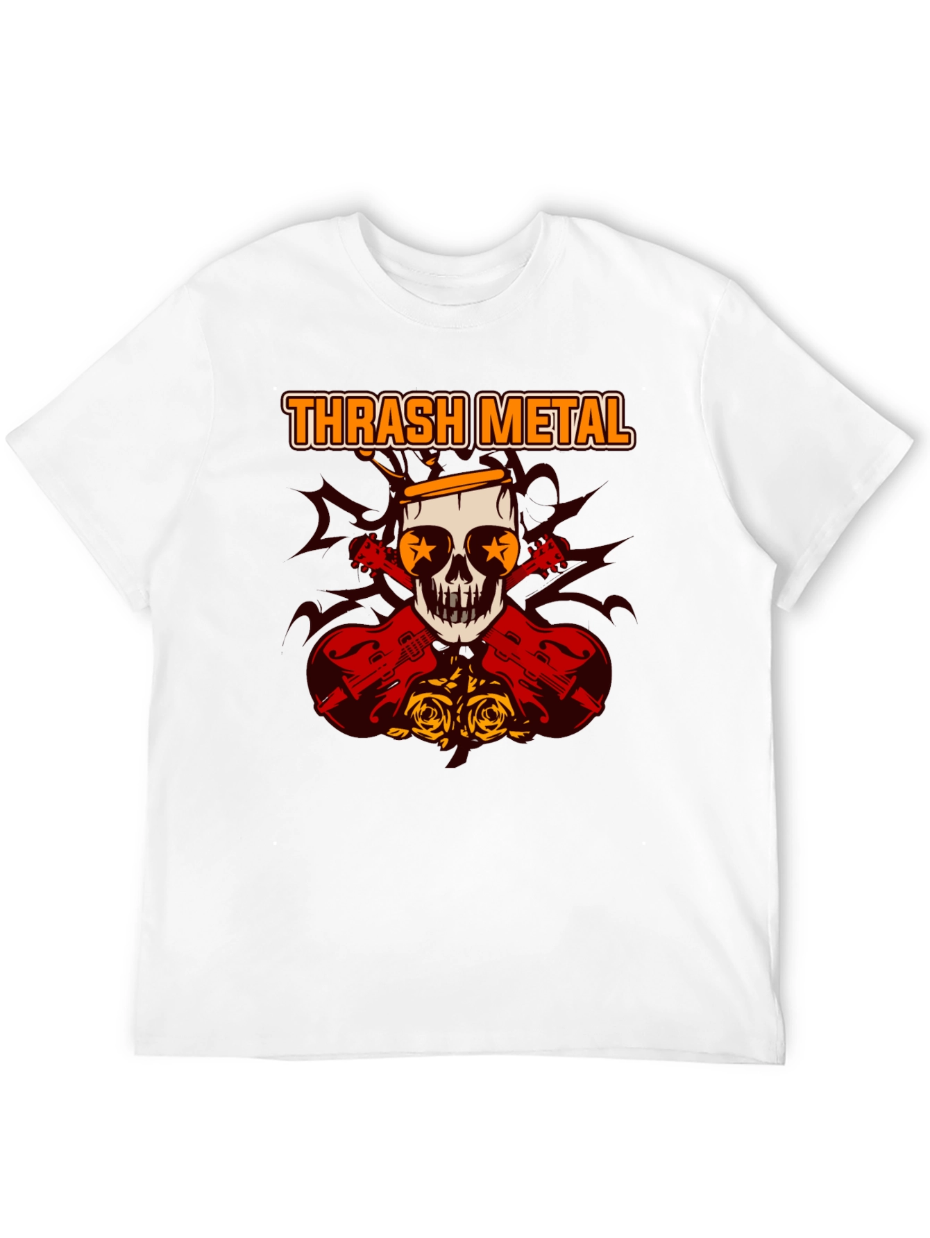 Thrash Metal Skull & Guitar Graphic Tee