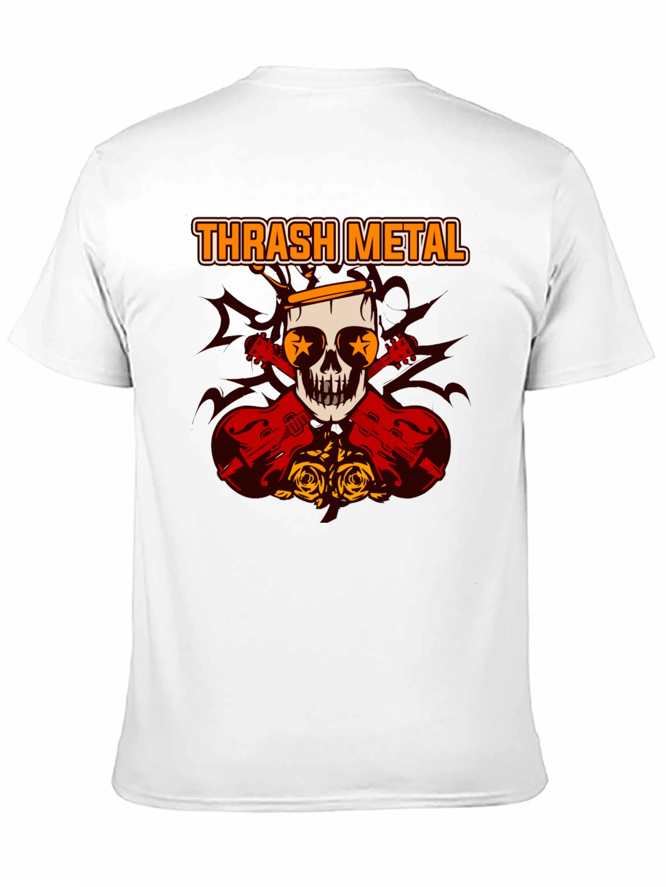 Thrash Metal Skull & Guitar Graphic Tee