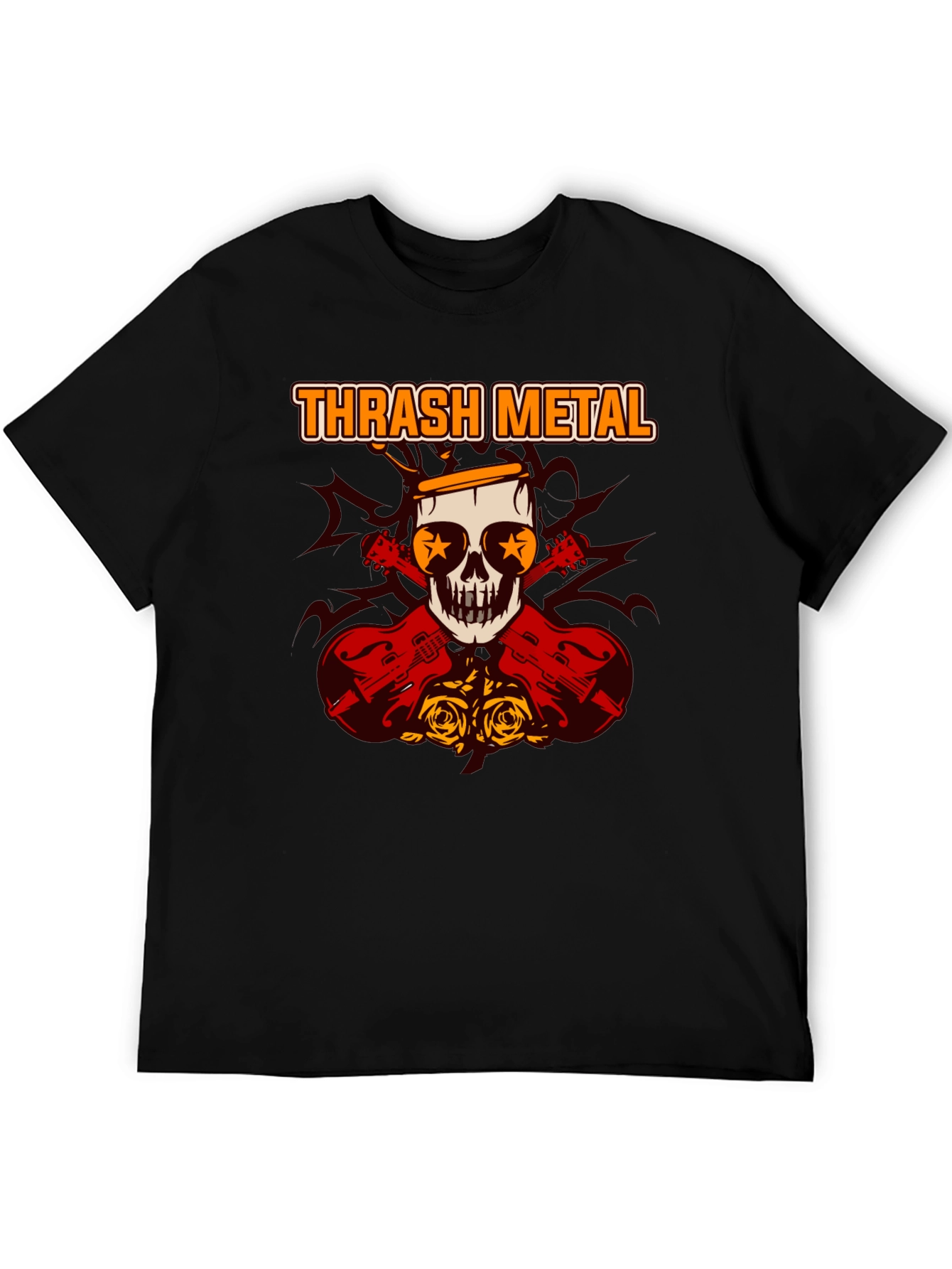 Thrash Metal Skull & Guitar Graphic Tee