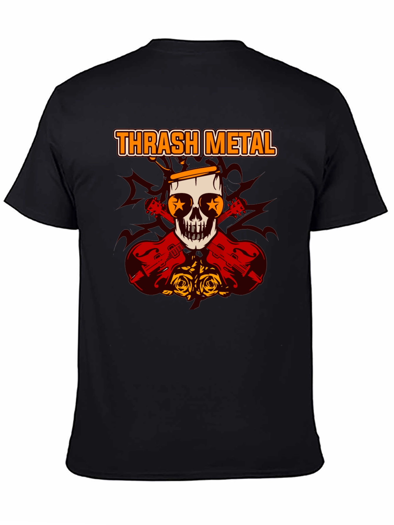 Thrash Metal Skull & Guitar Graphic Tee