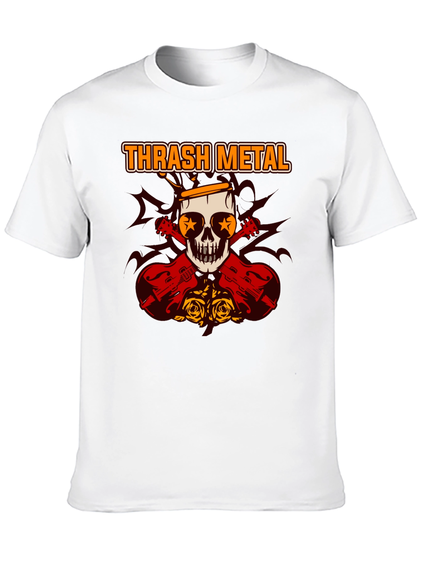 Thrash Metal Skull & Guitar Graphic Tee