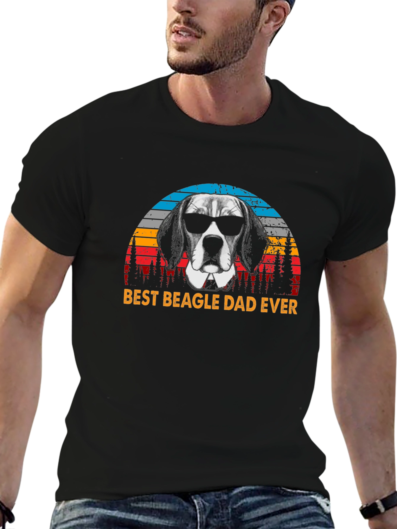 Best Beagle Dad Ever Black Graphic Tee