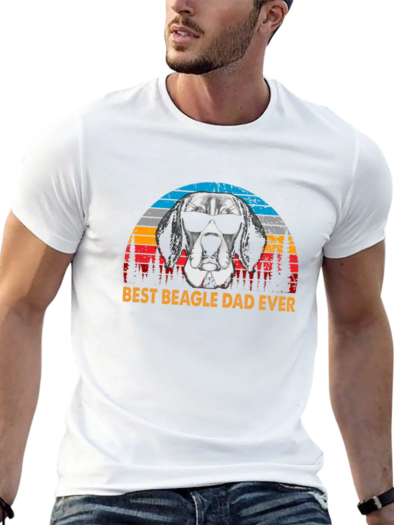 Best Beagle Dad Ever Black Graphic Tee