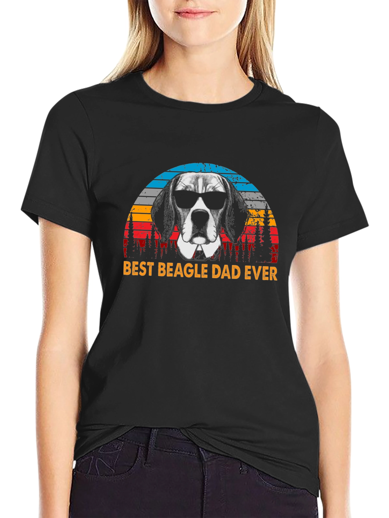 Best Beagle Dad Ever Black Graphic Tee