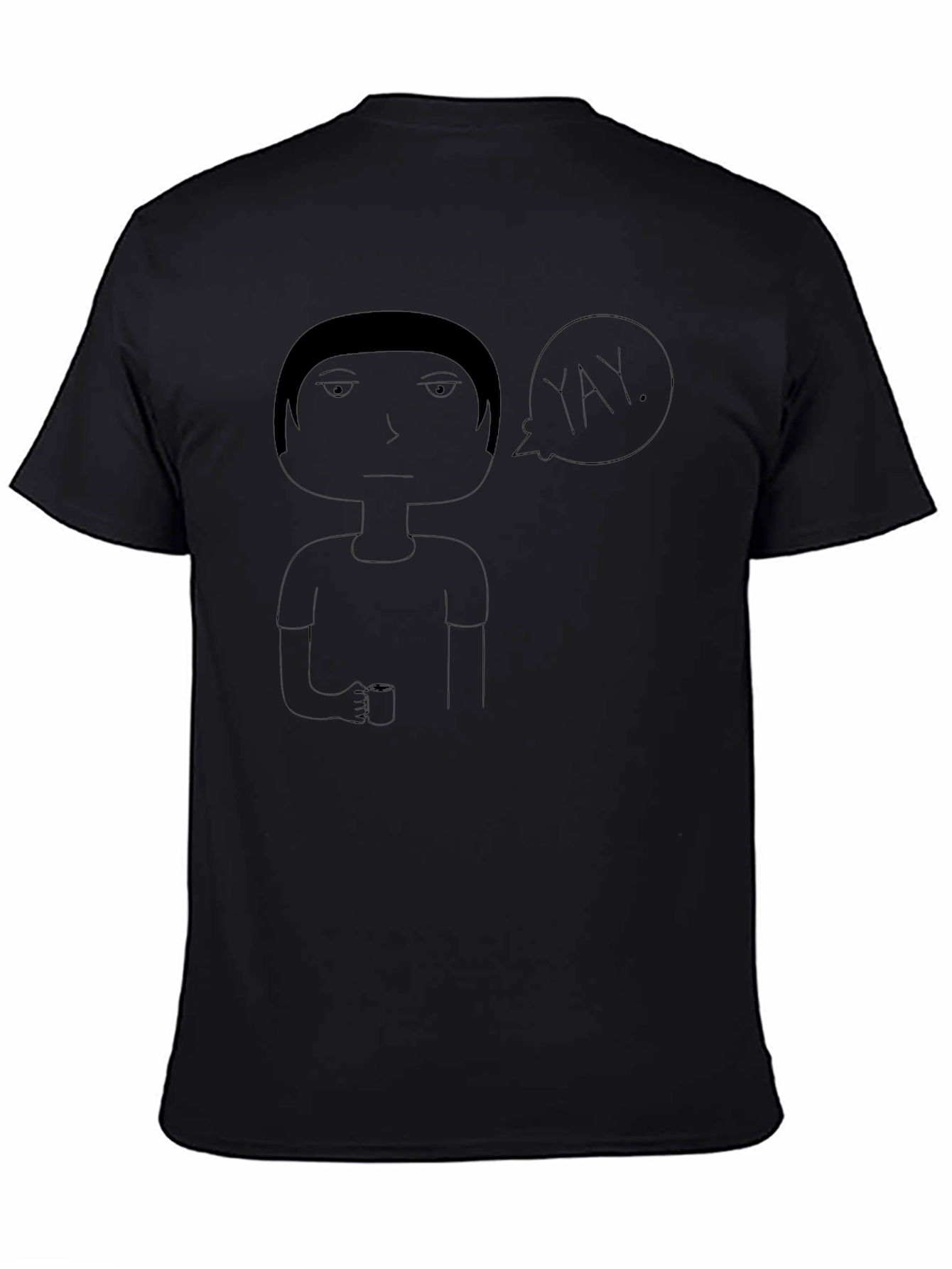 Whimsical Yay Graphic Black T-Shirt
