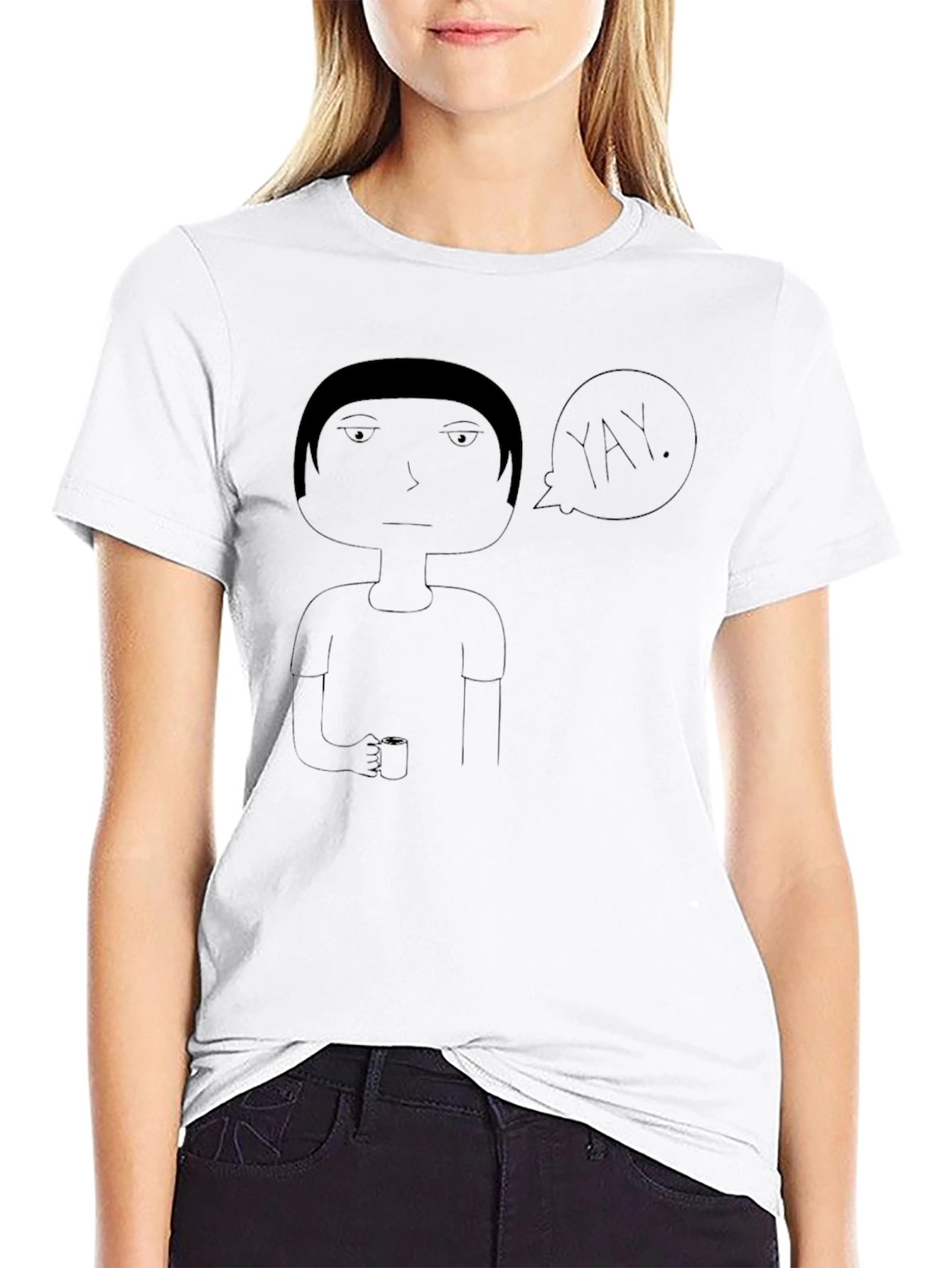 Whimsical Yay Graphic Black T-Shirt