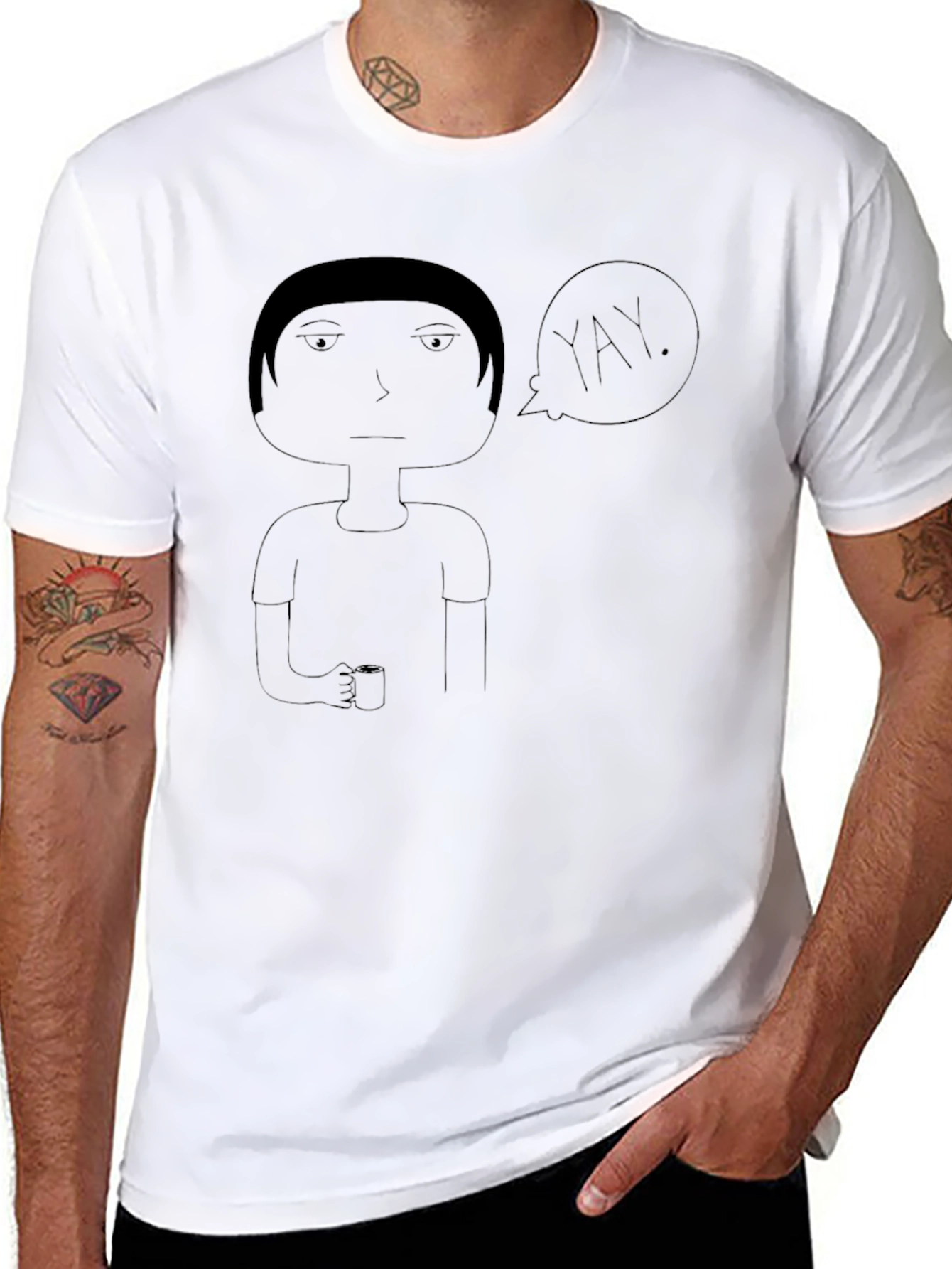 Whimsical Yay Graphic Black T-Shirt