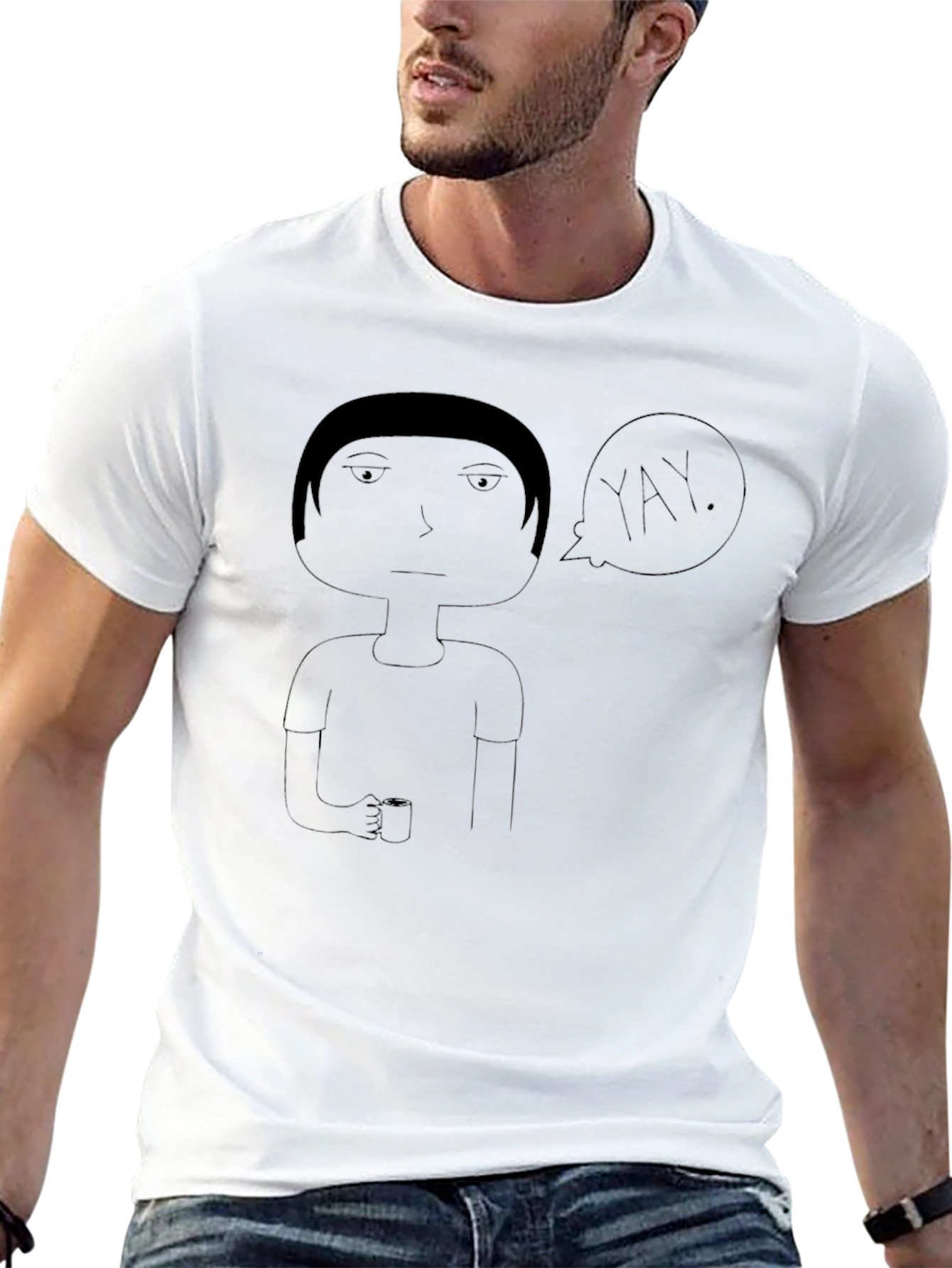 Whimsical Yay Graphic Black T-Shirt