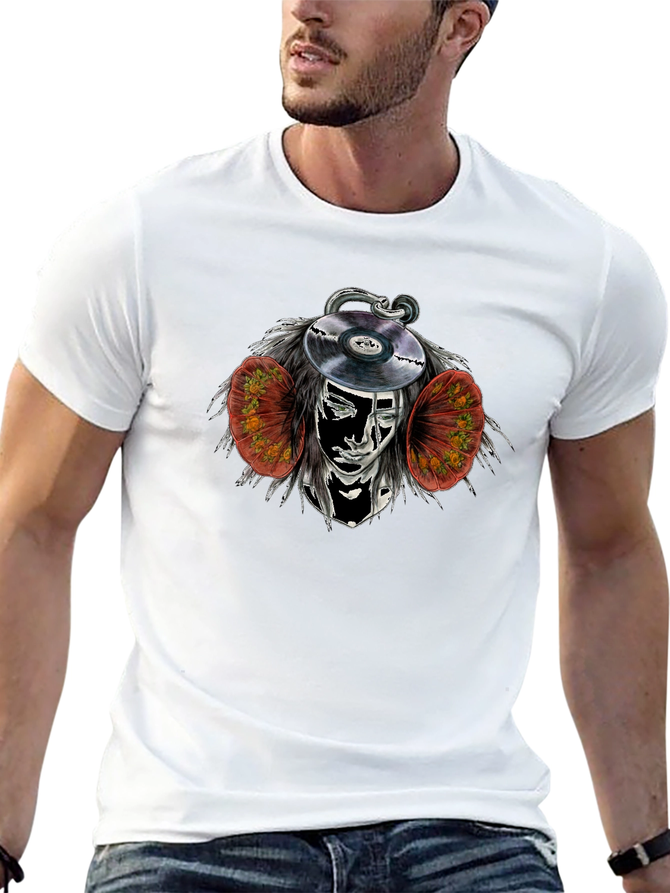 Abstract DJ Graphic Black Tee