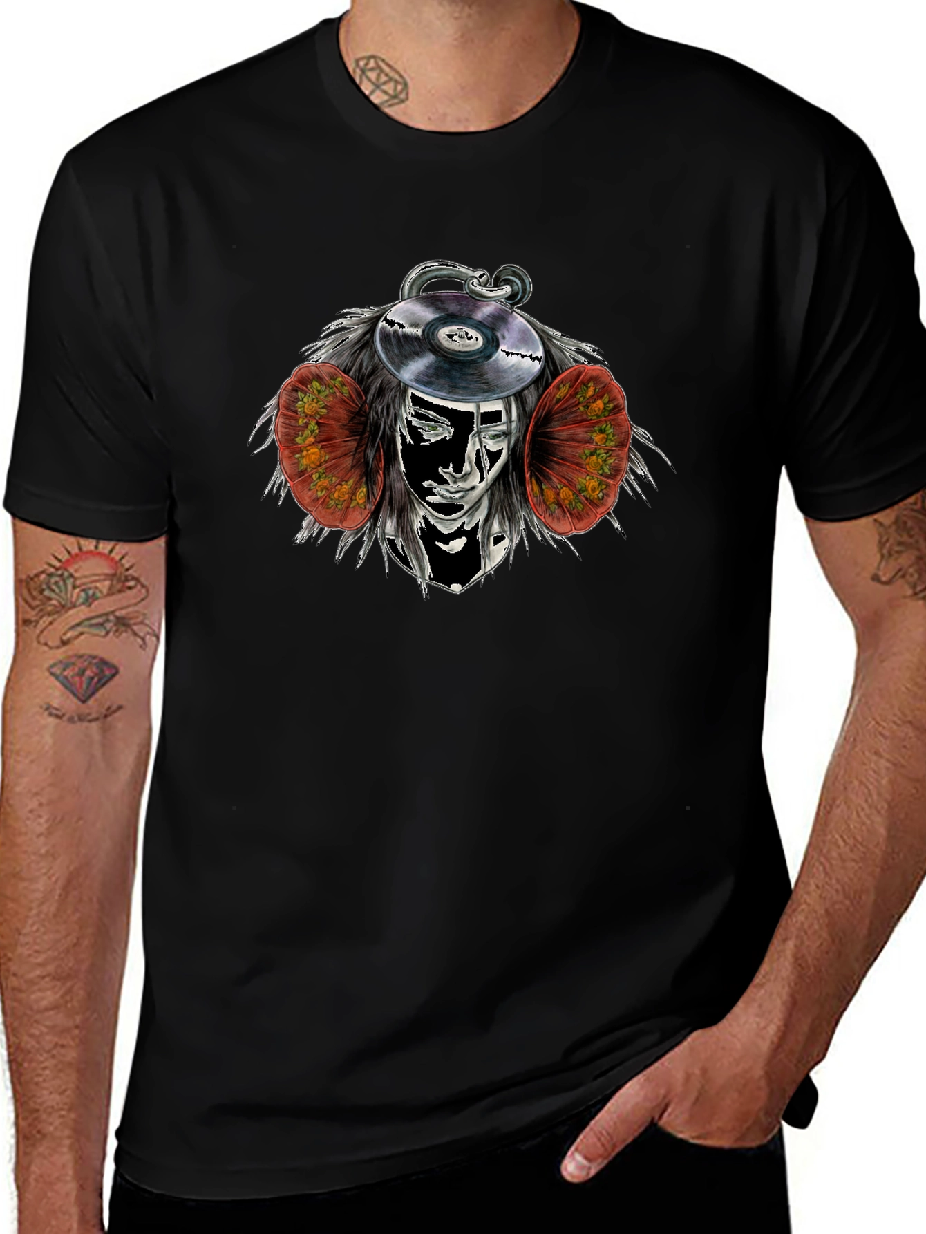 Abstract DJ Graphic Black Tee